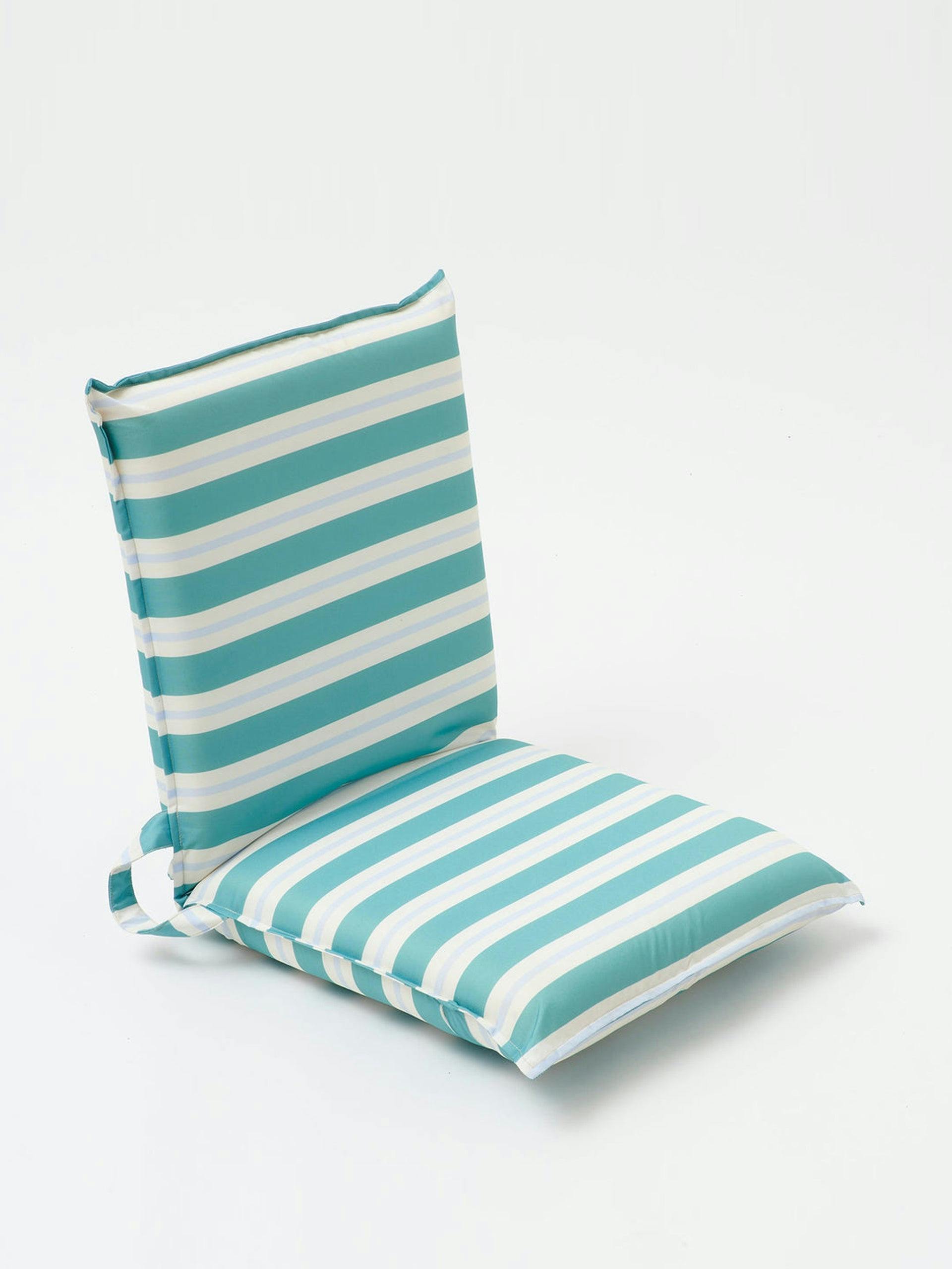 Blue striped folding seat