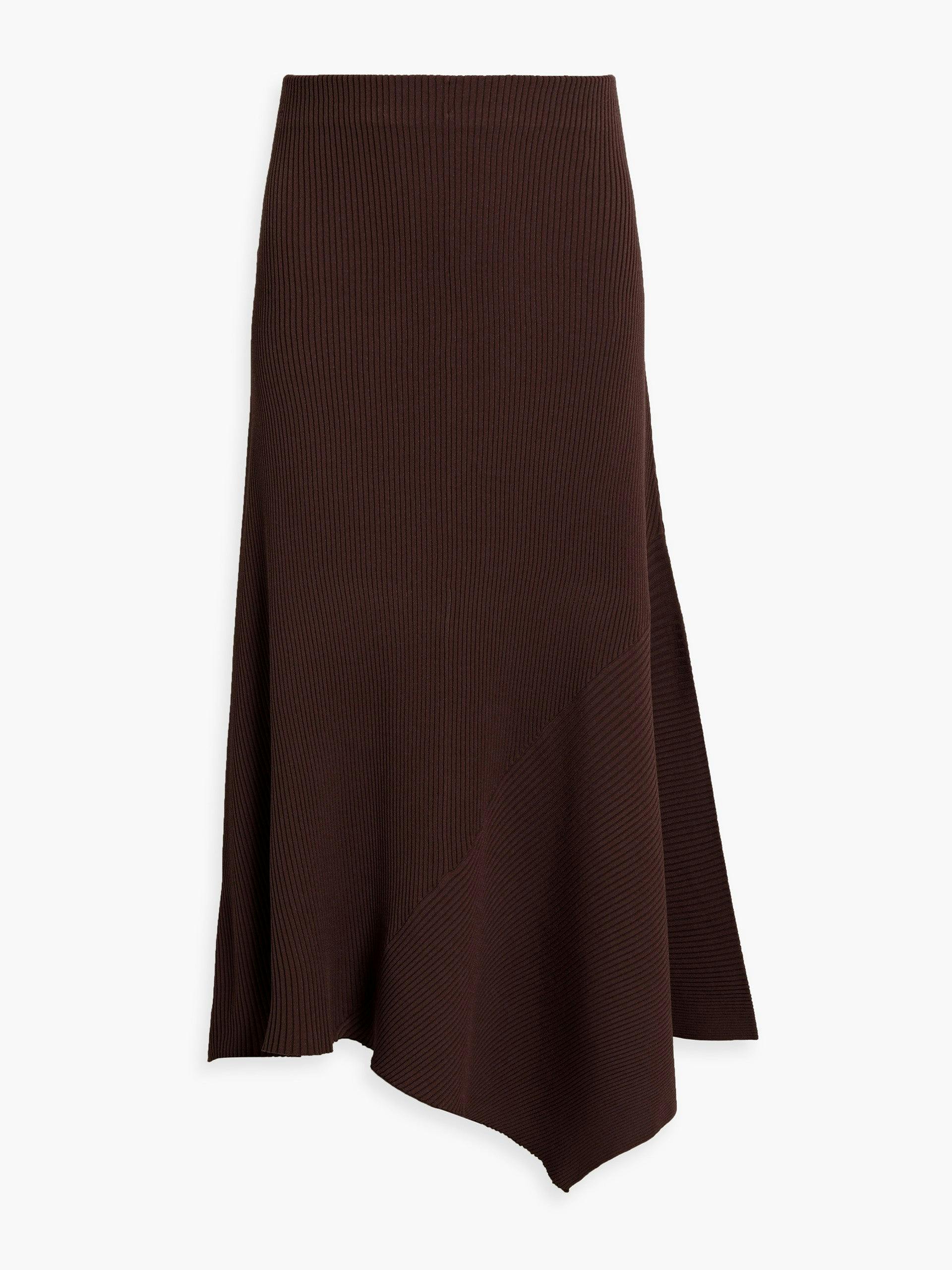 Chocolate ribbed-knit maxi skirt