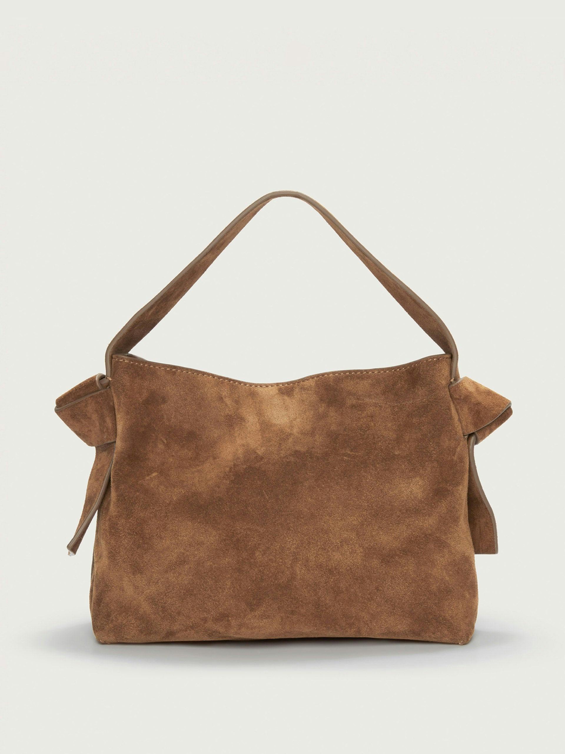 Pembroke knot suede crossbody bag