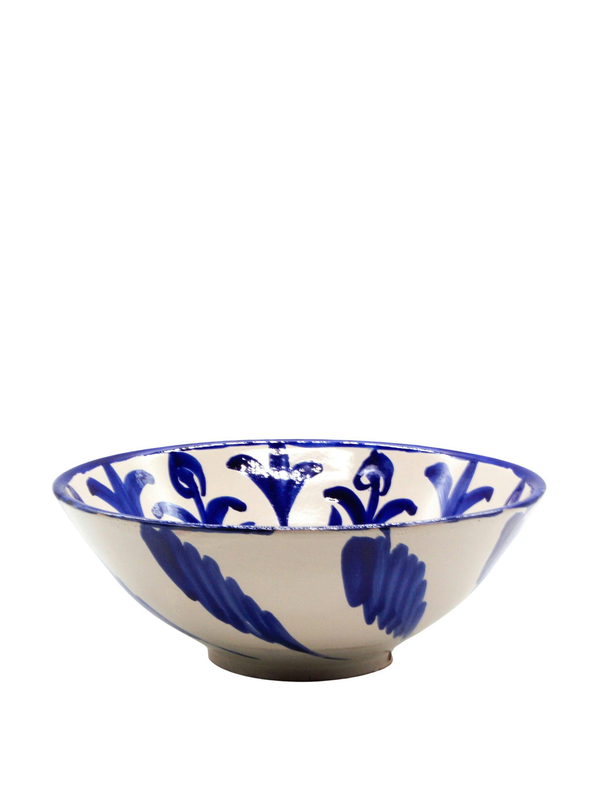 Large blue serving bowl
