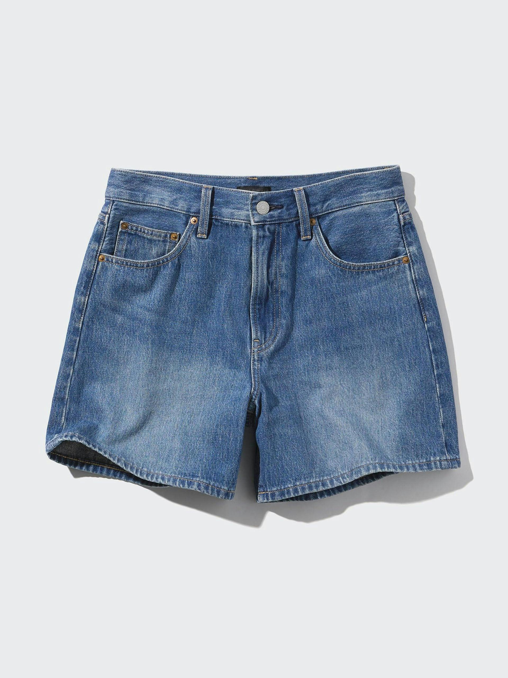 High rise baggy denim shorts