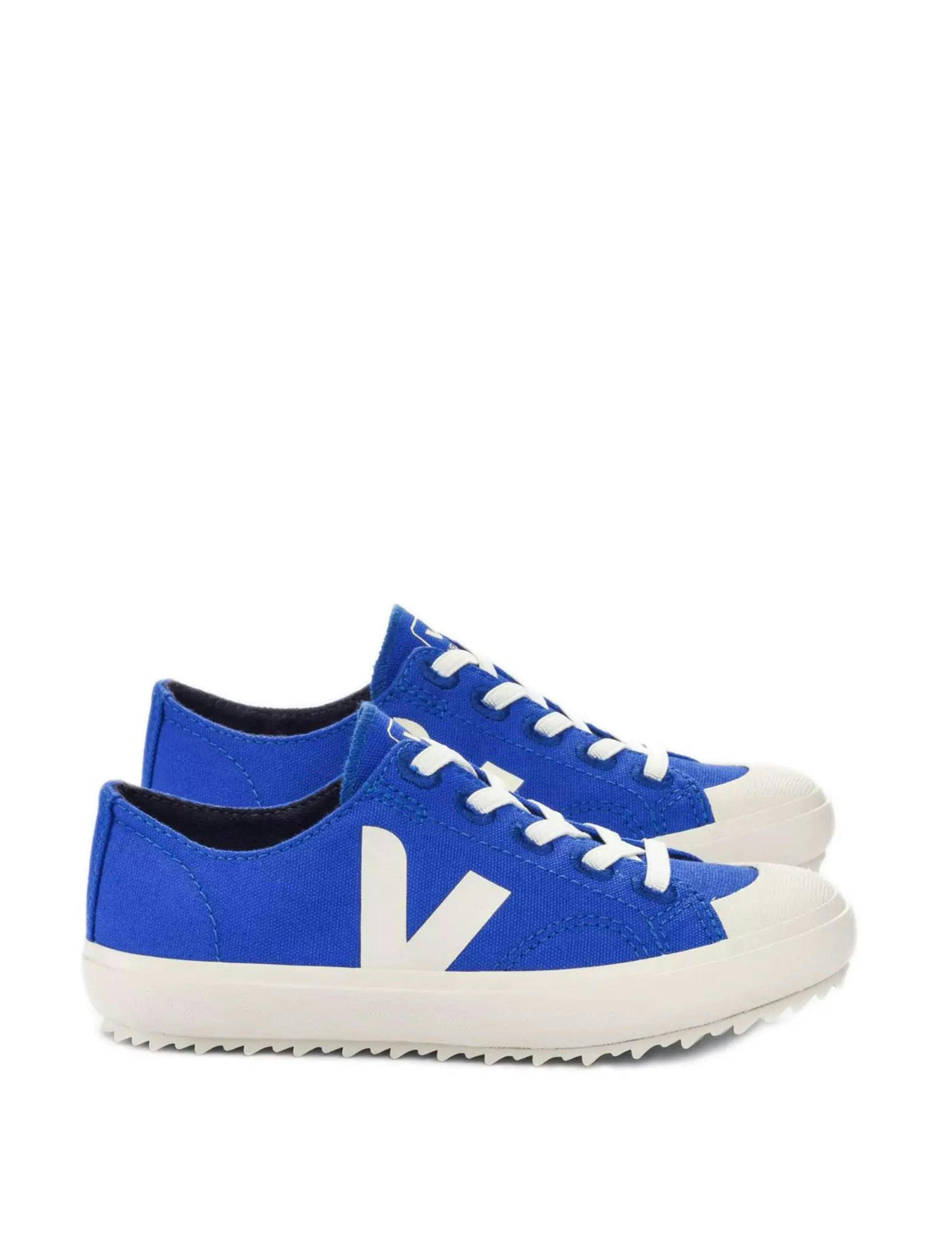 Blue and ivory canvas trainers