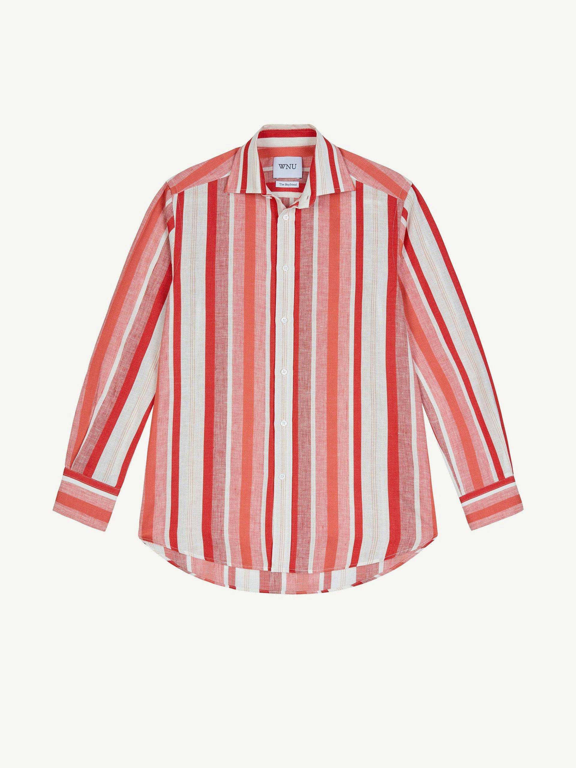 The Boyfriend: weave red multi-stripe shirt