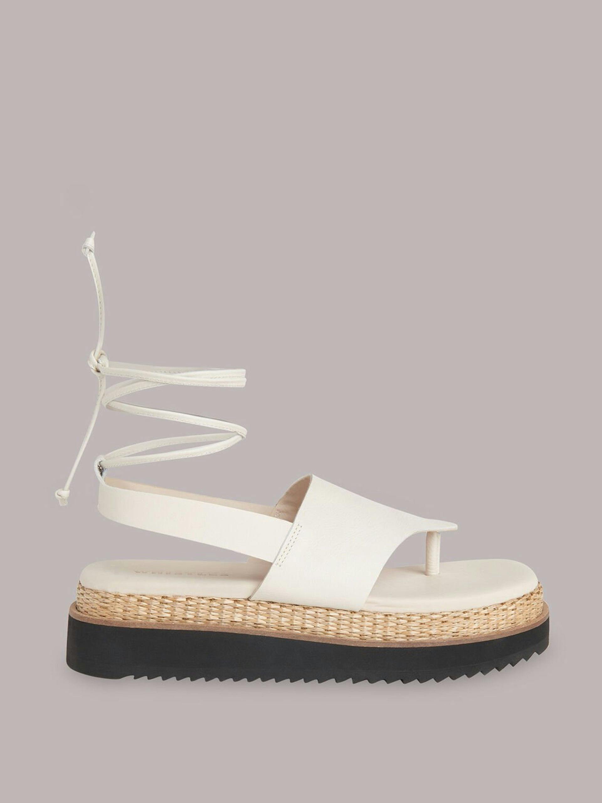 White raffia platform sandals