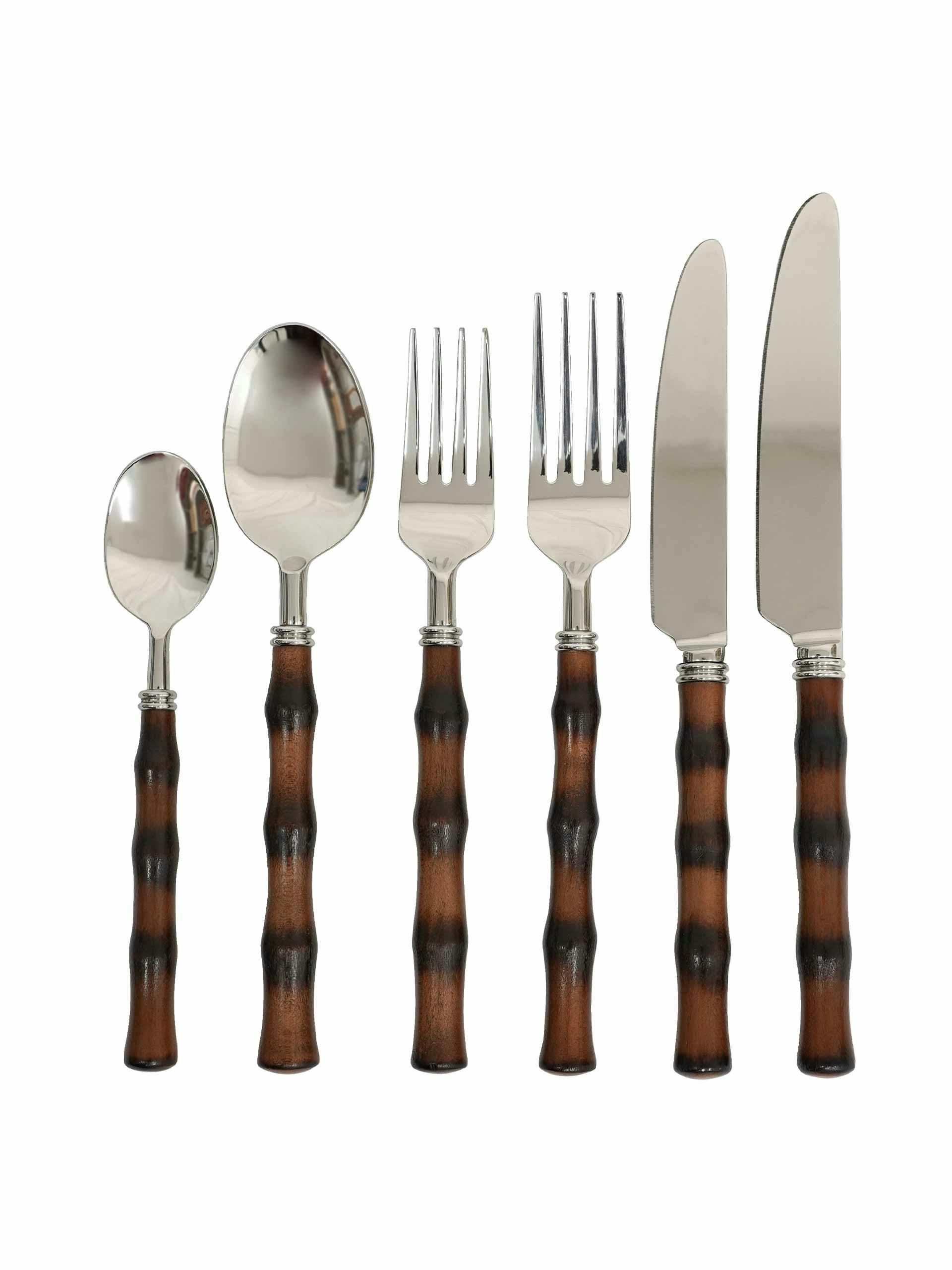 Handcrafted wooden cutlery (4 place settings of 6 pieces)