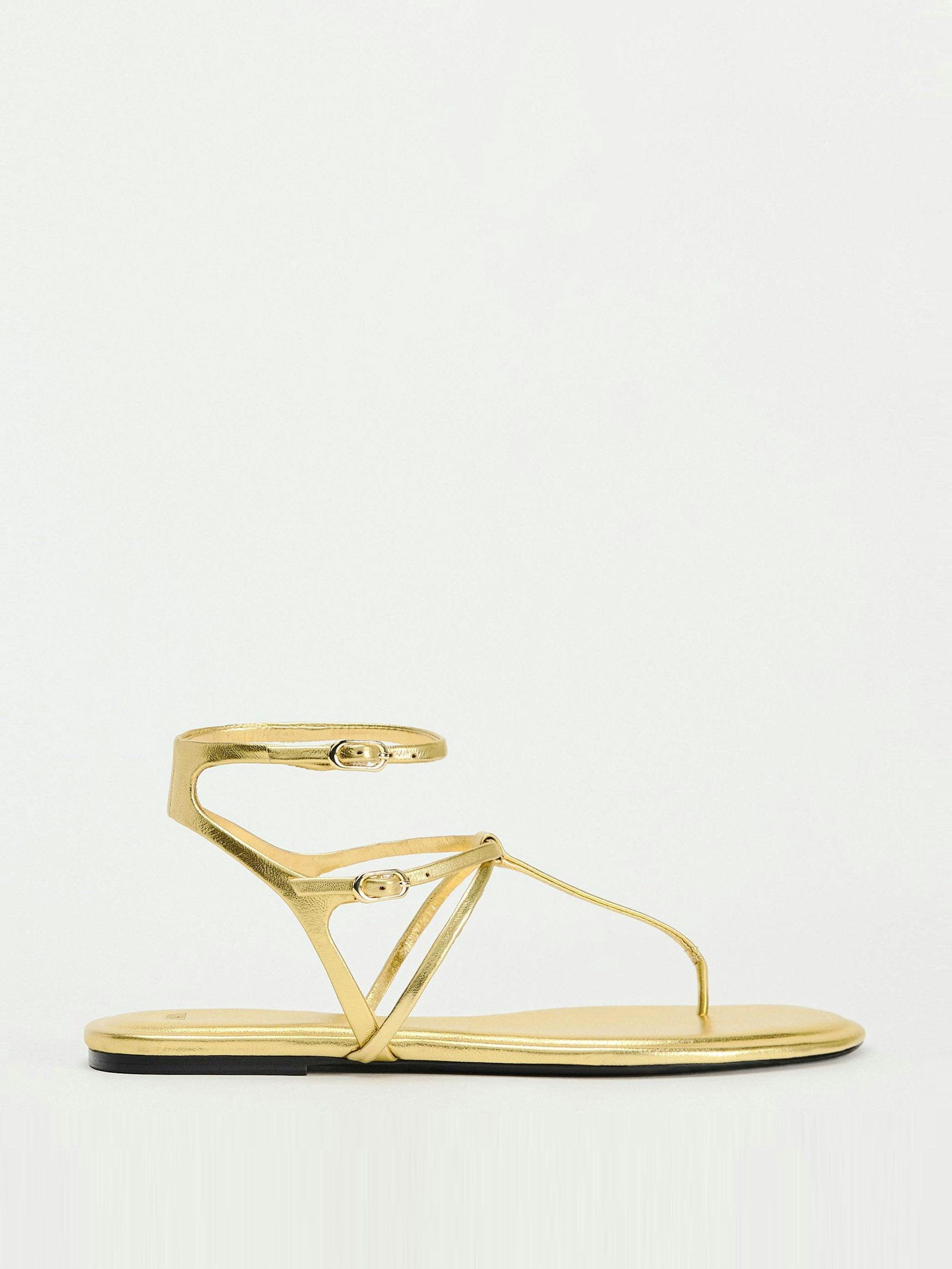 Metallic flat slider sandals