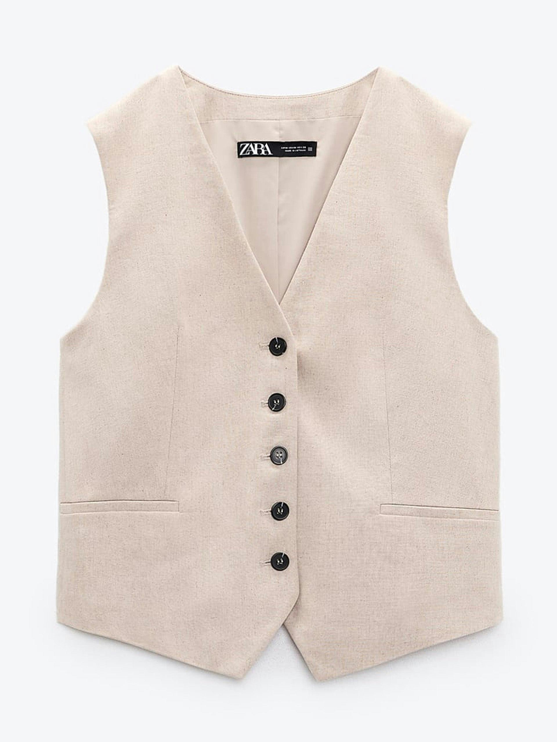 Tailored linen-blend waistcoat