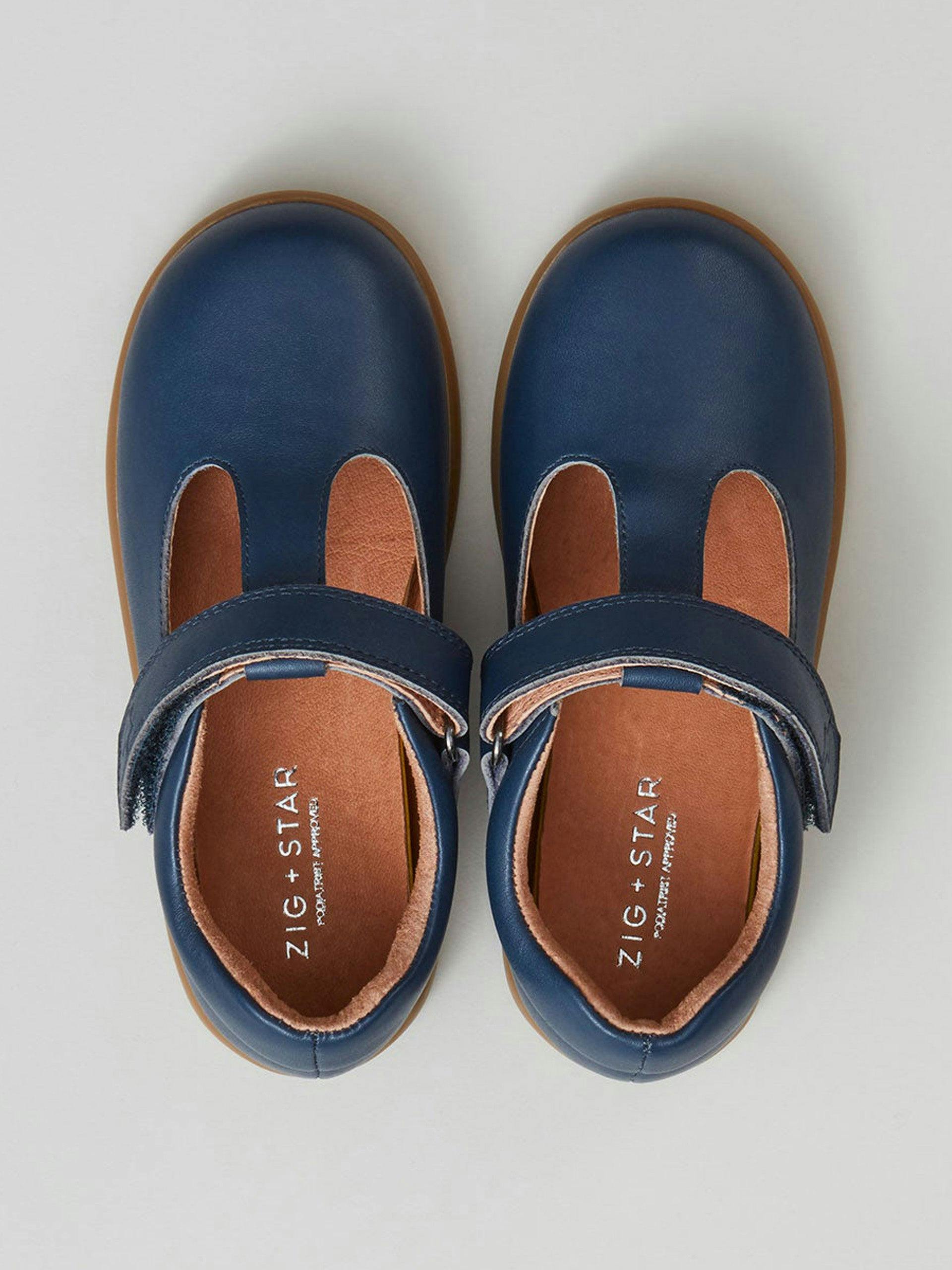 Navy strap shoes