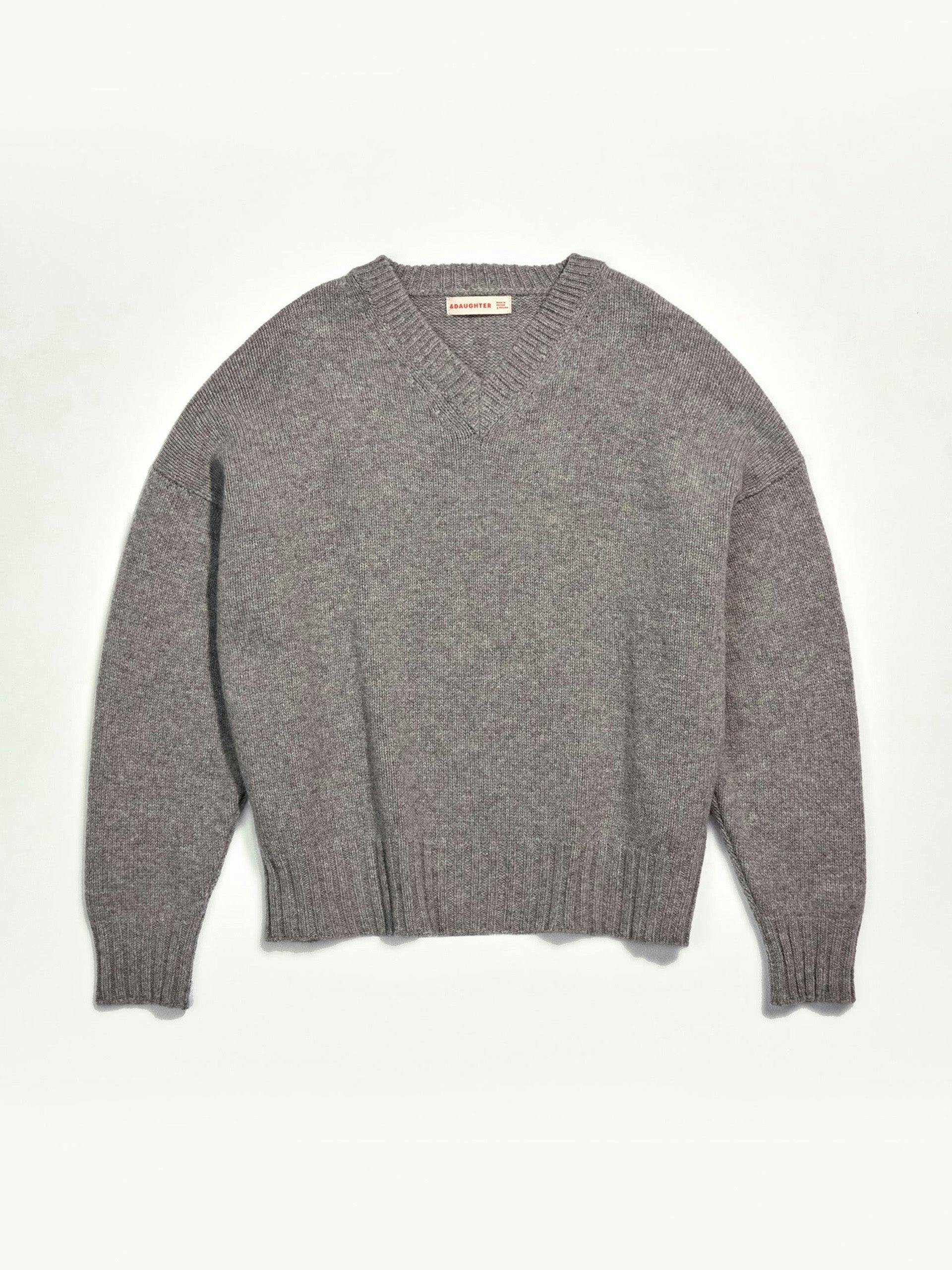 Grey Geelong slouch v-neck sweater