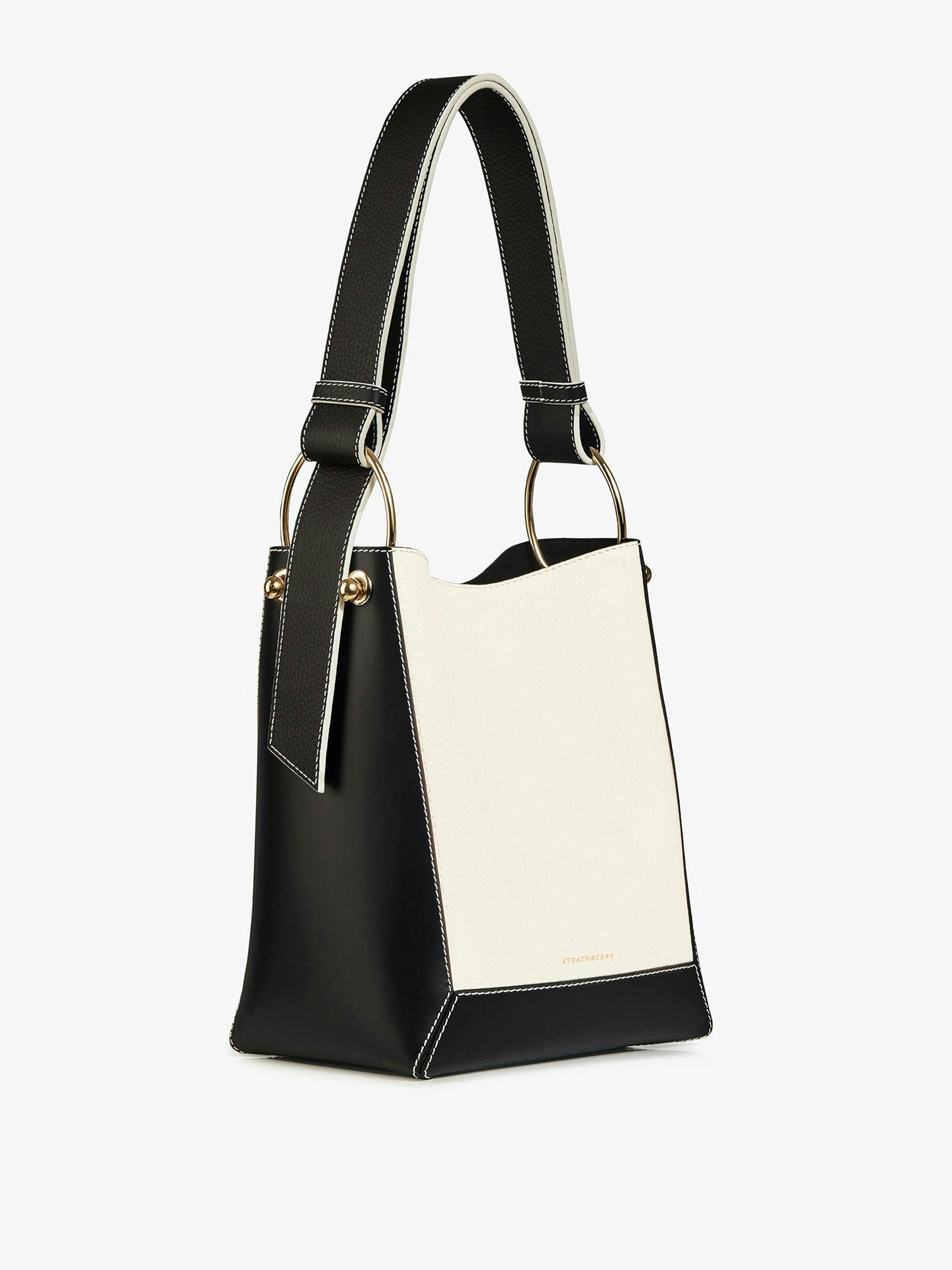 Black and vanilla Lana Midi bucket bag