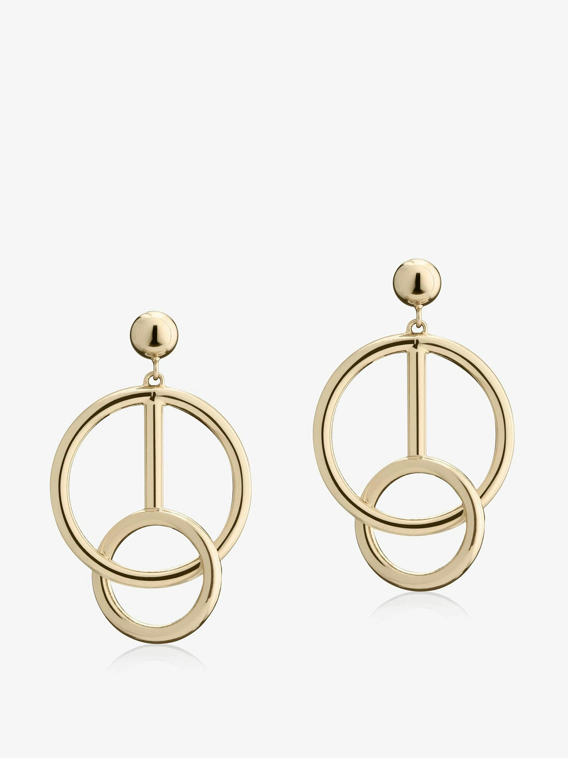 Gold music bar hoop earrings