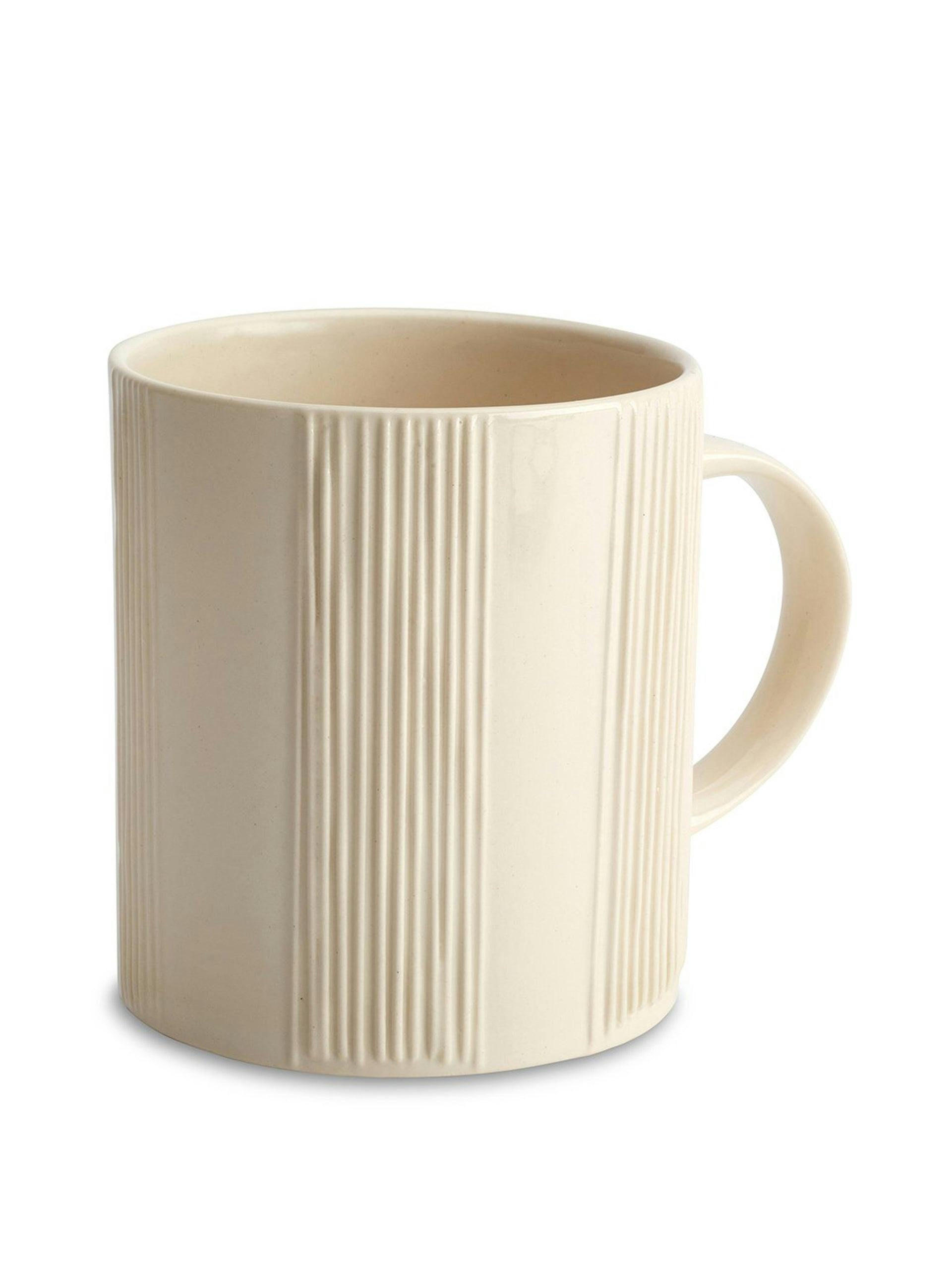 Cream ceramic mug with embossed lines