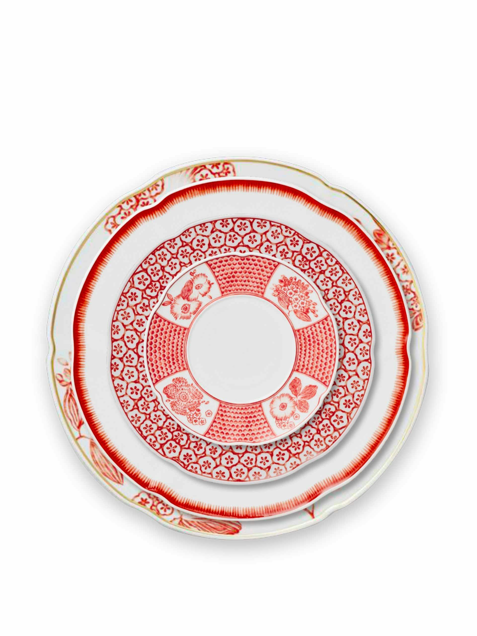 Red and white dinner set (set of 3)