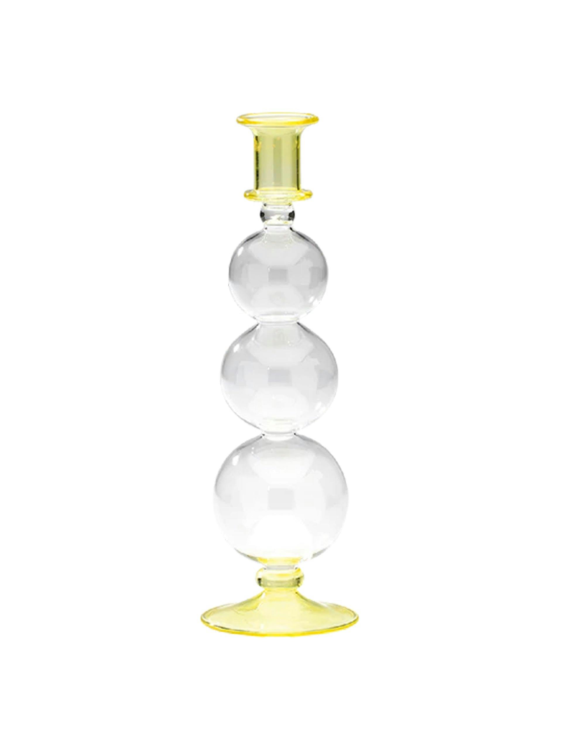 Yellow bobble glass candle holder