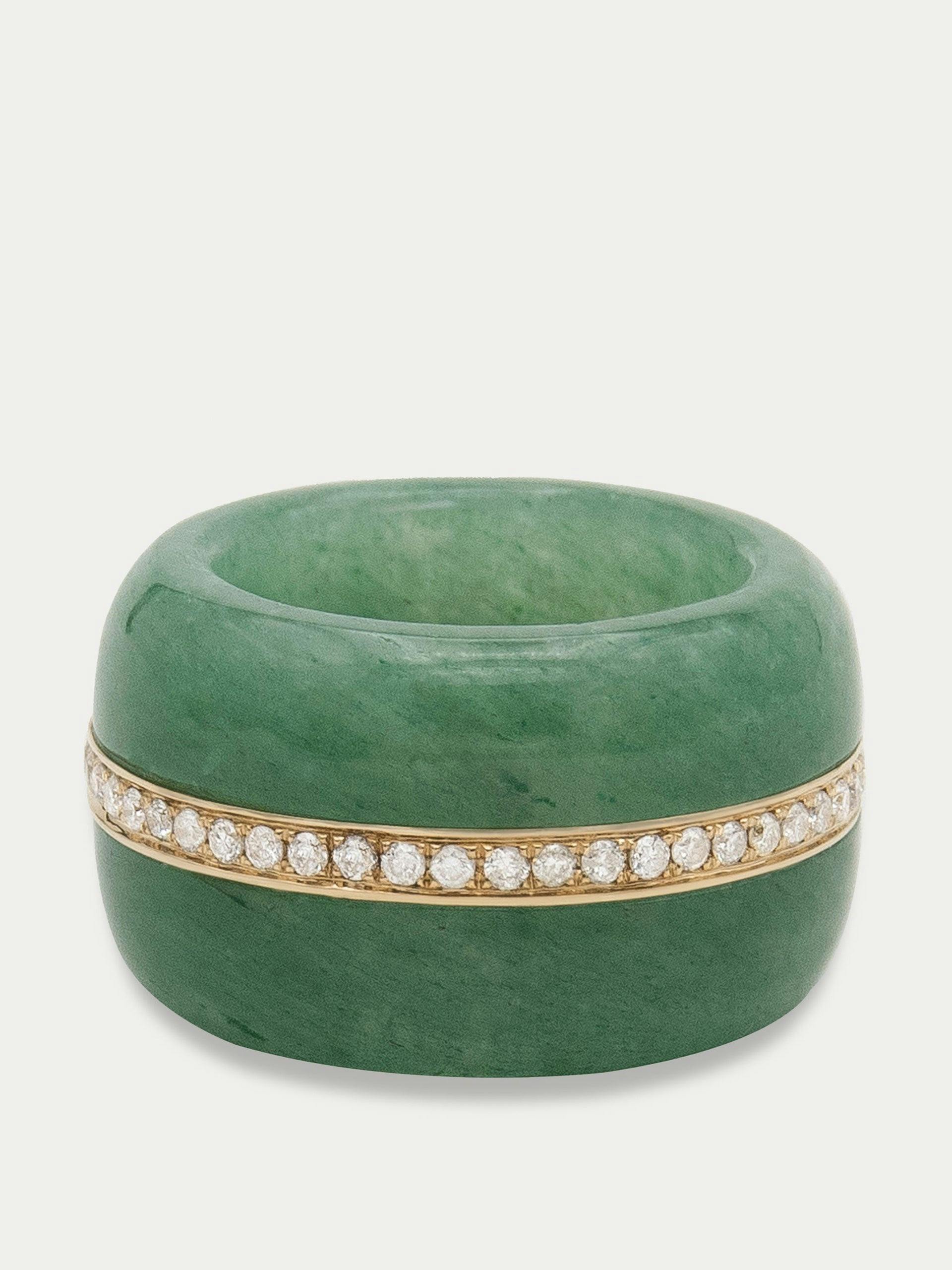 Pebble cocktail ring in green aventurine