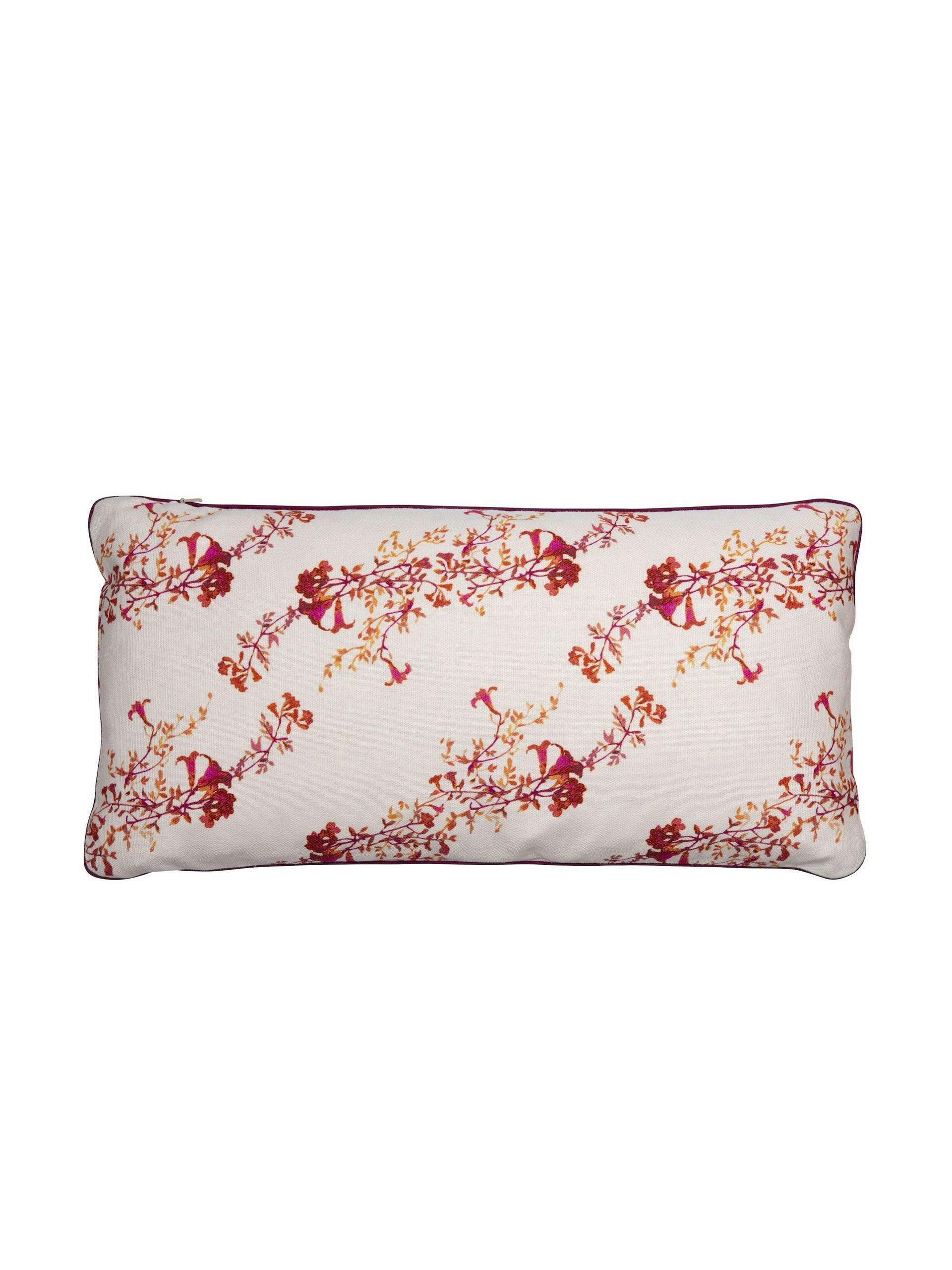 White floral linen cushion