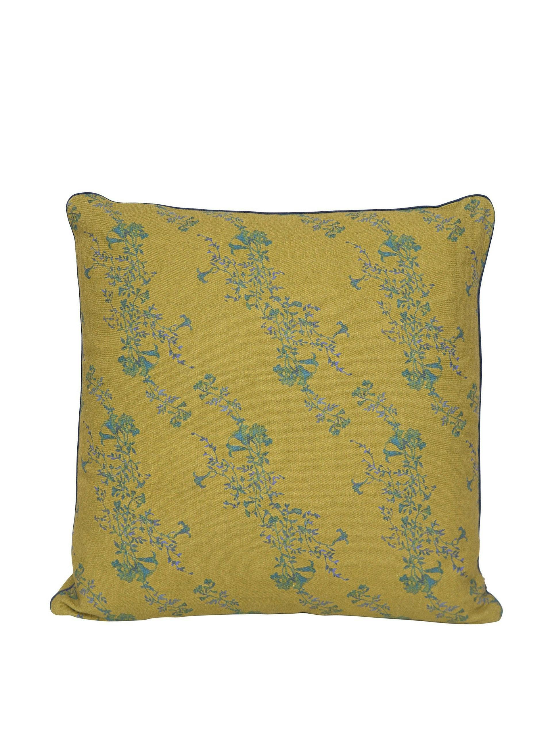 Yellow floral print cushion