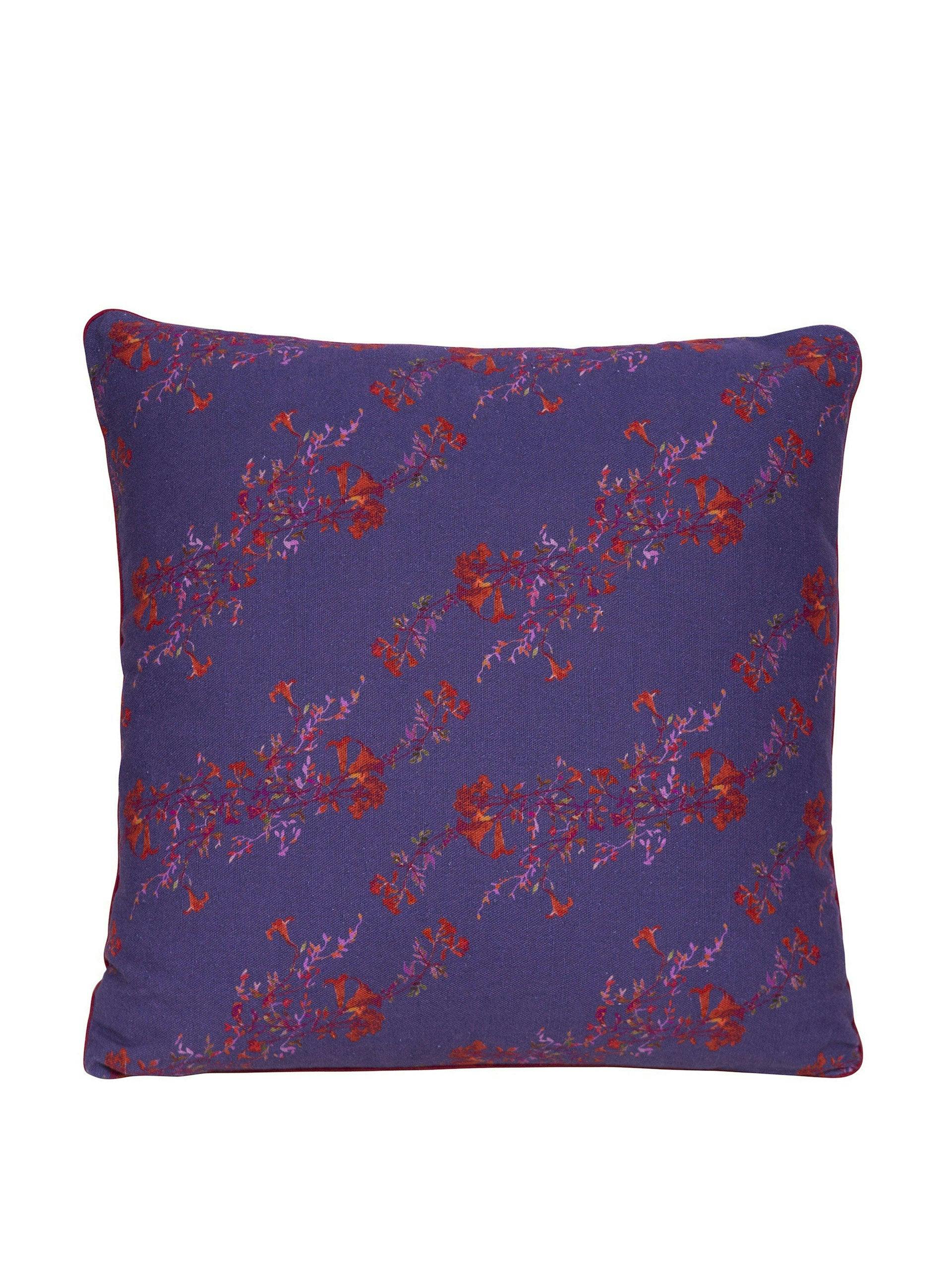 Purple floral print cushion