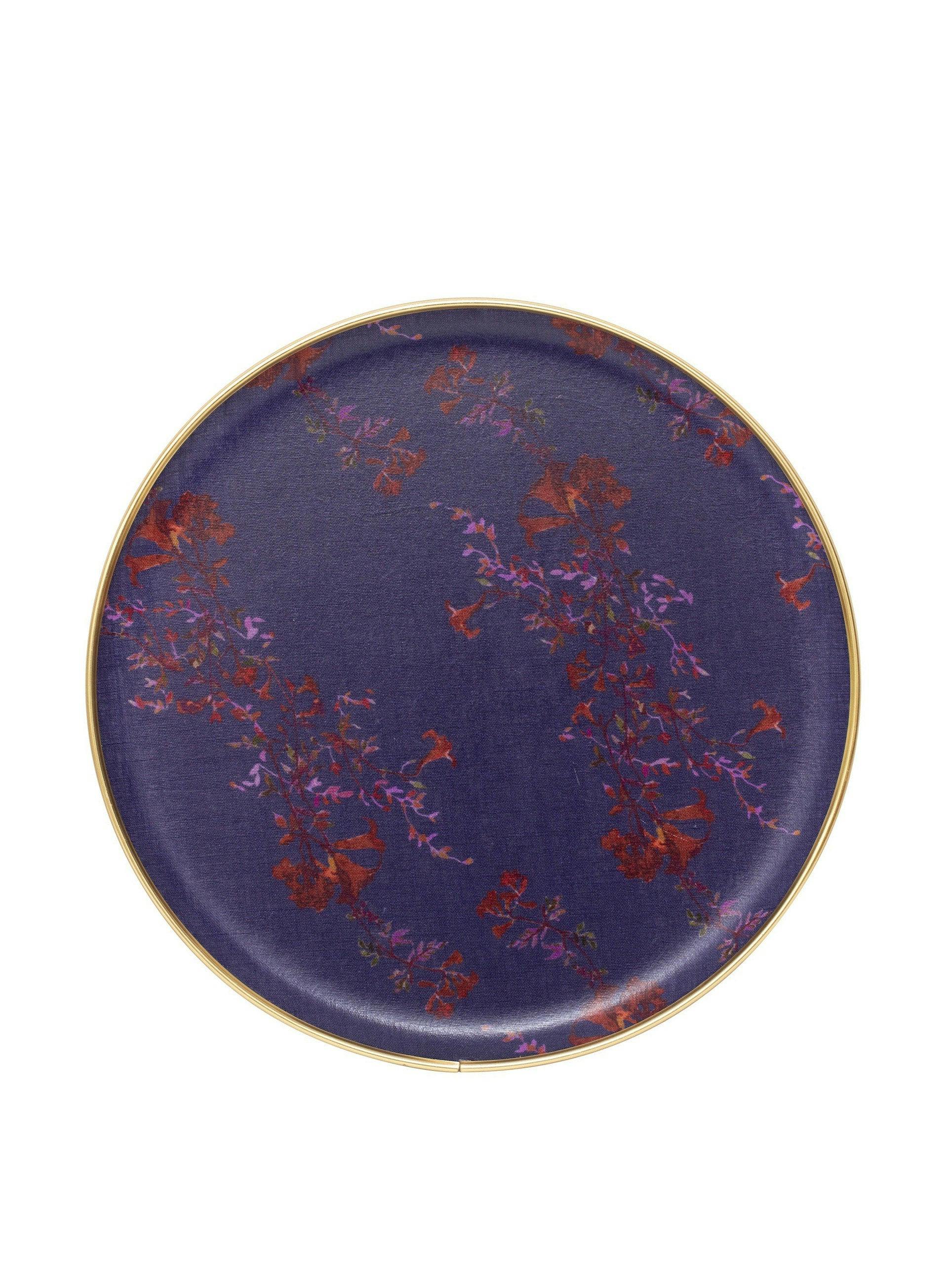 Purple floral print tray
