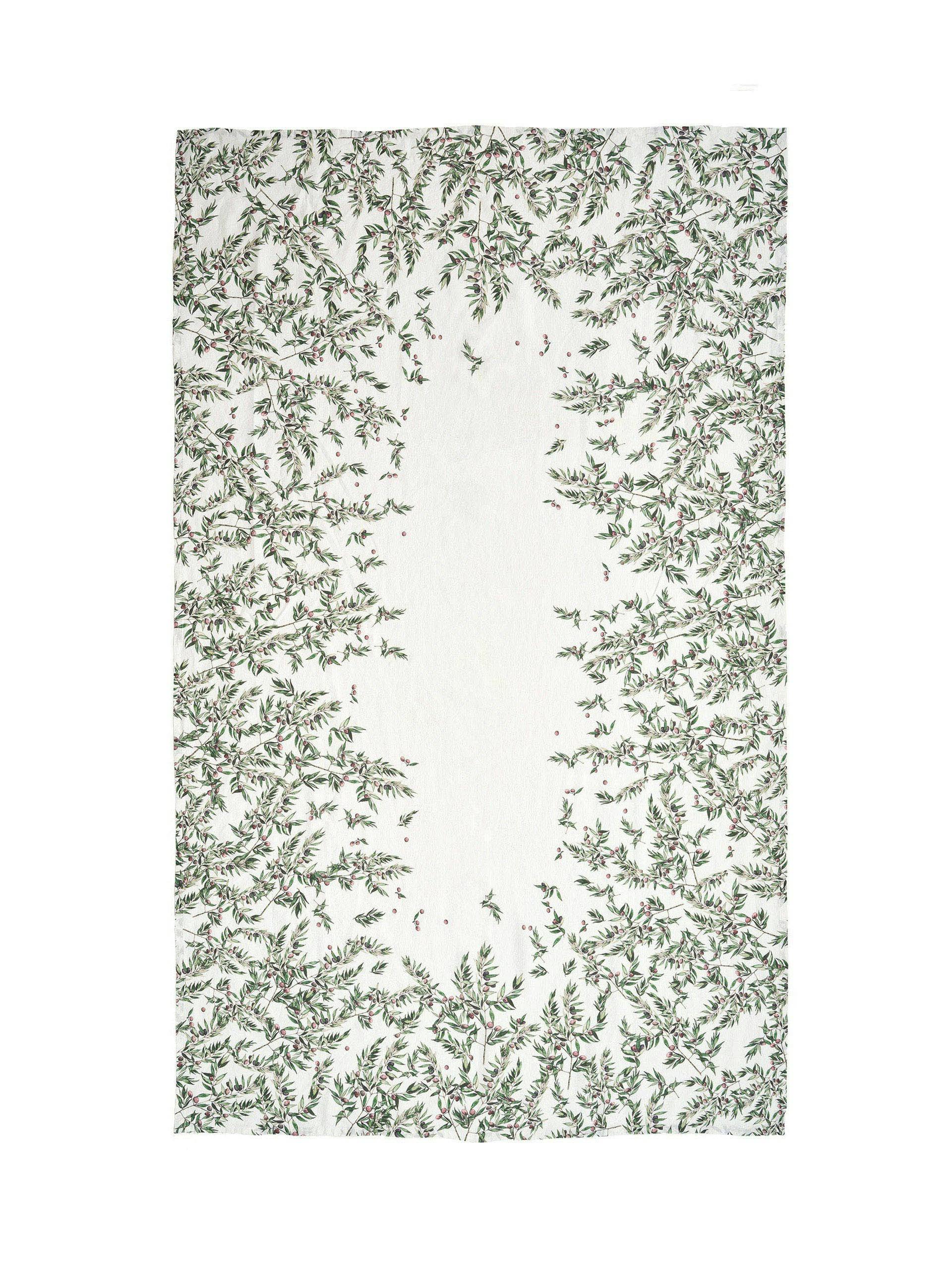 Olive Border Linen Table Cloth