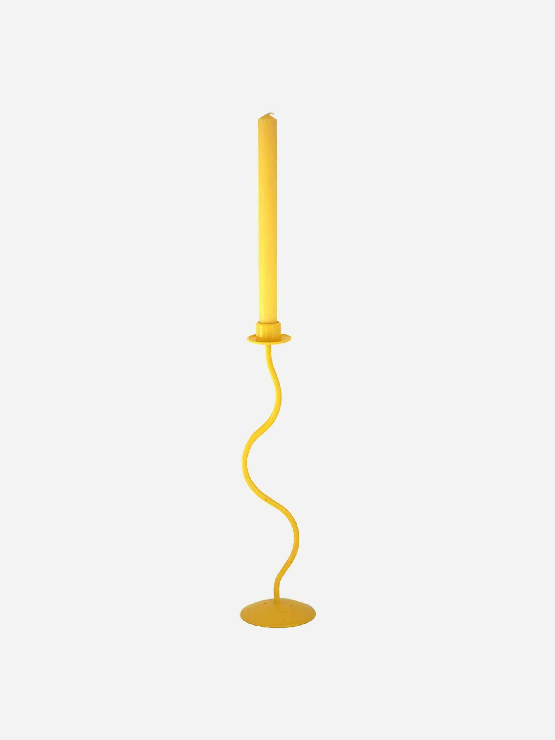 Yellow wiggle candle stick holder
