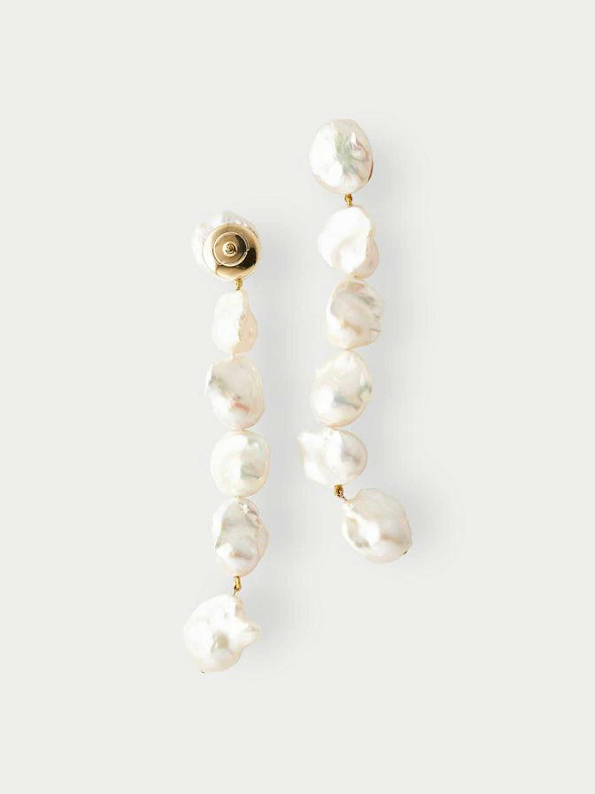 Short(er) Baroque pearl lariat earrings