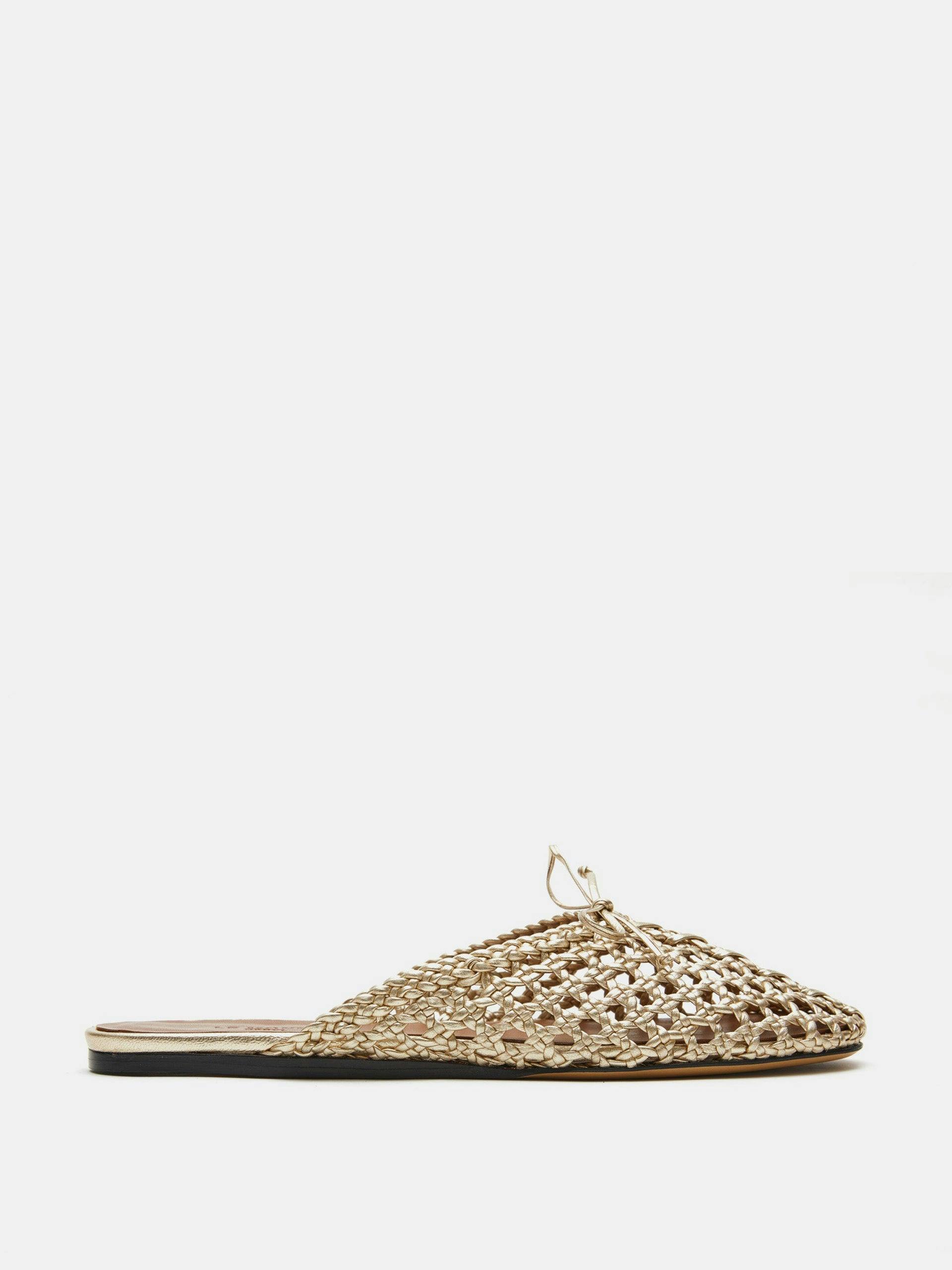 Gold leather woven Regency mules