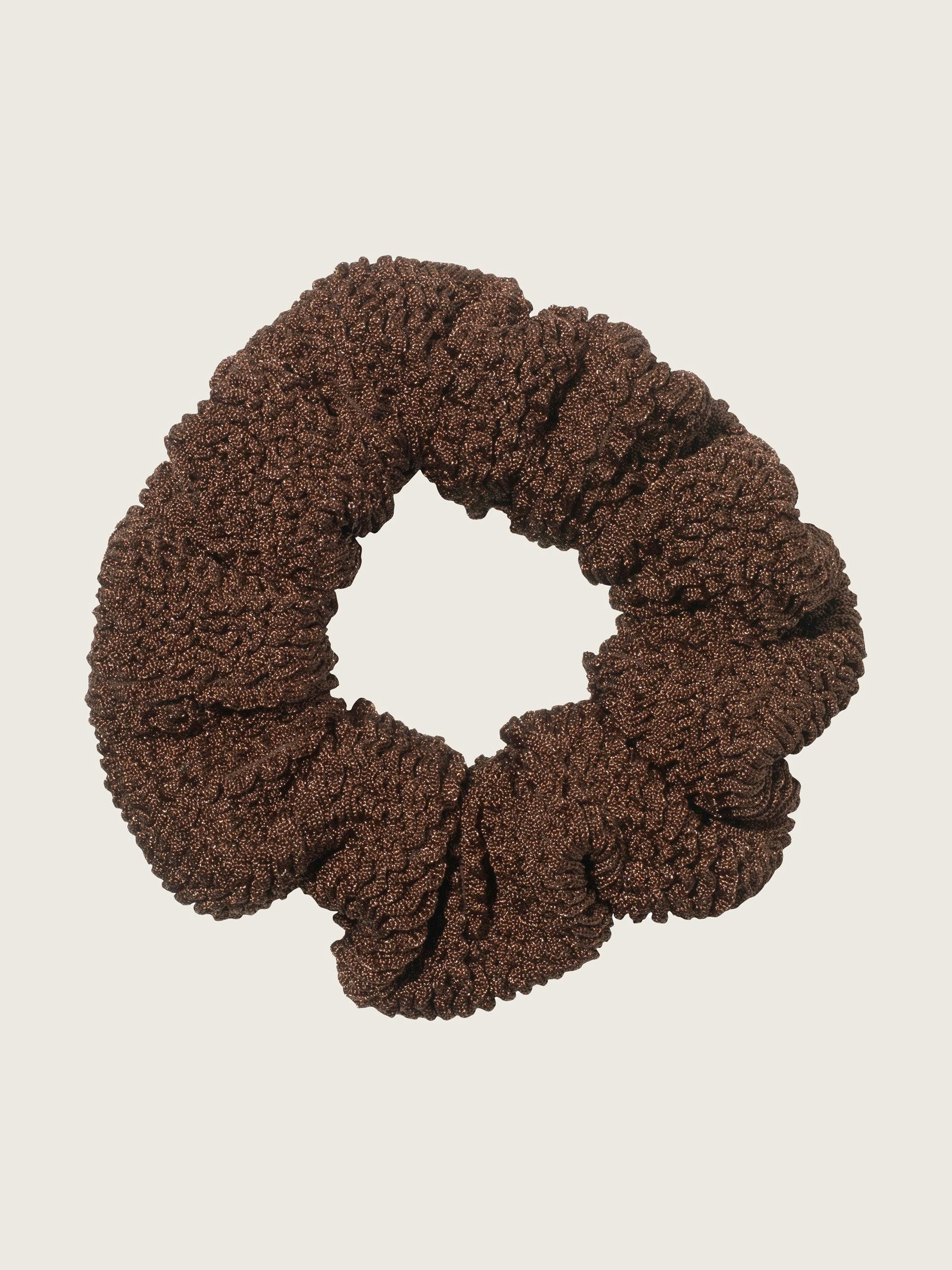 Metallic chocolate scrunchie