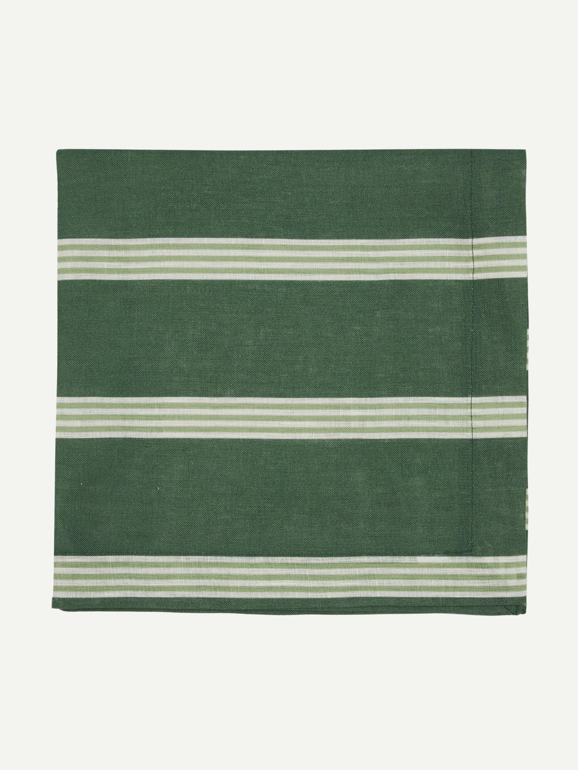Clara classic striped linen napkin, fir green