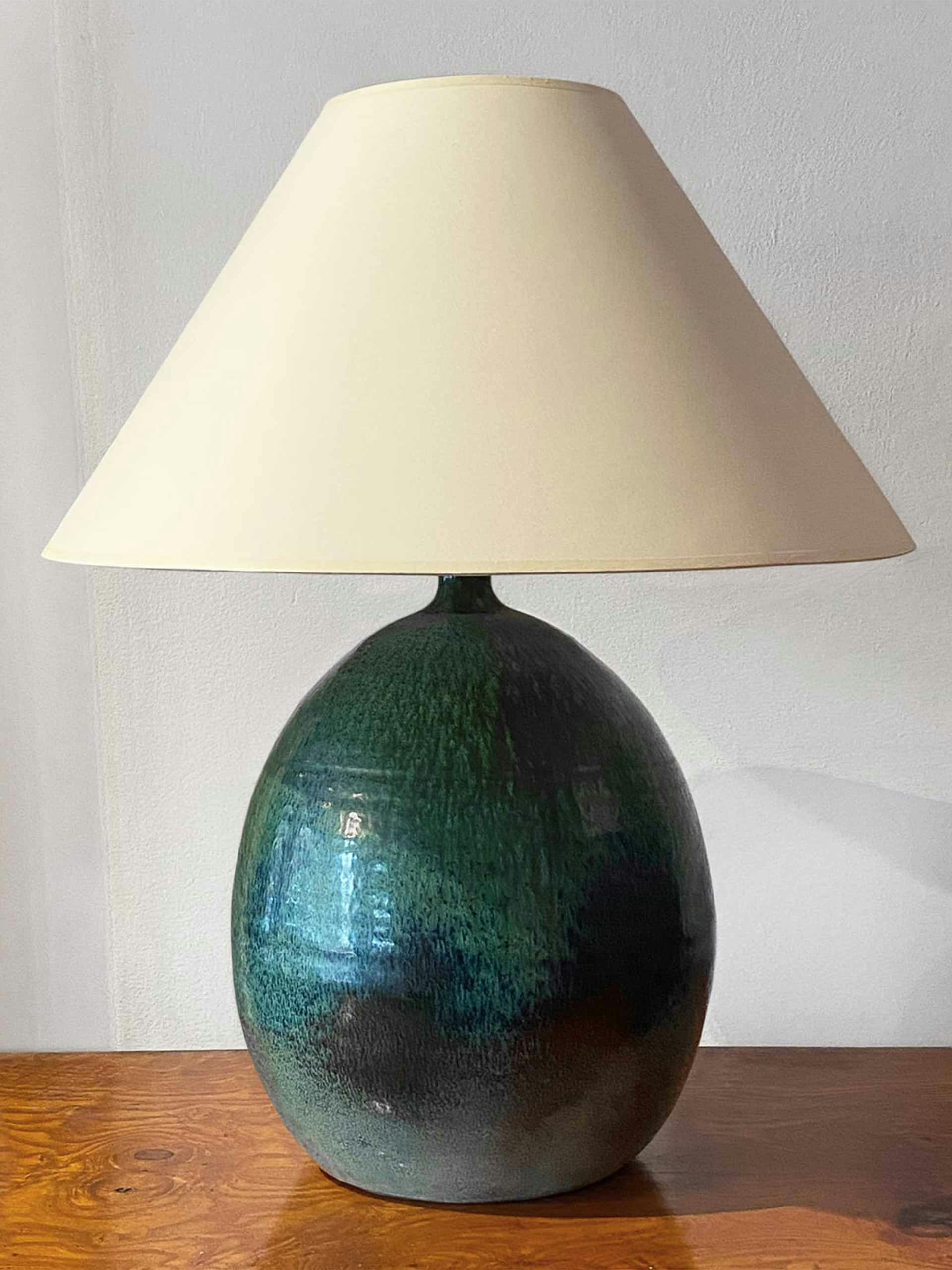 Green glazed lamp