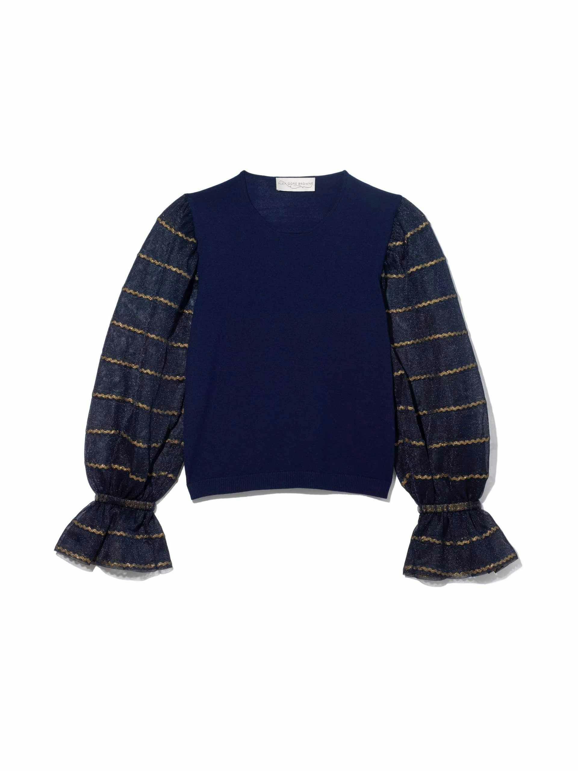 Navy ribbon stripe jumper