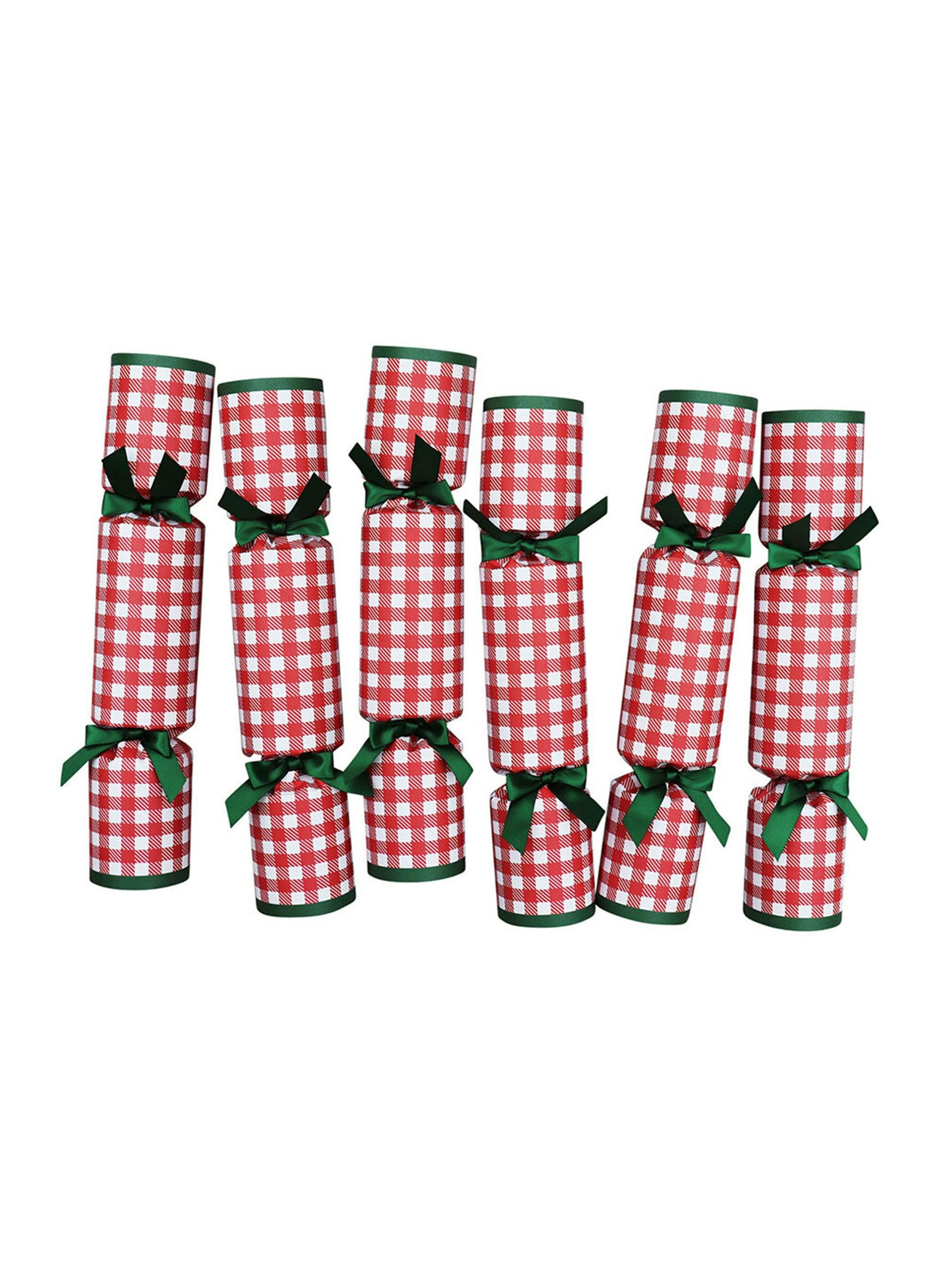 Red checked christmas crackers