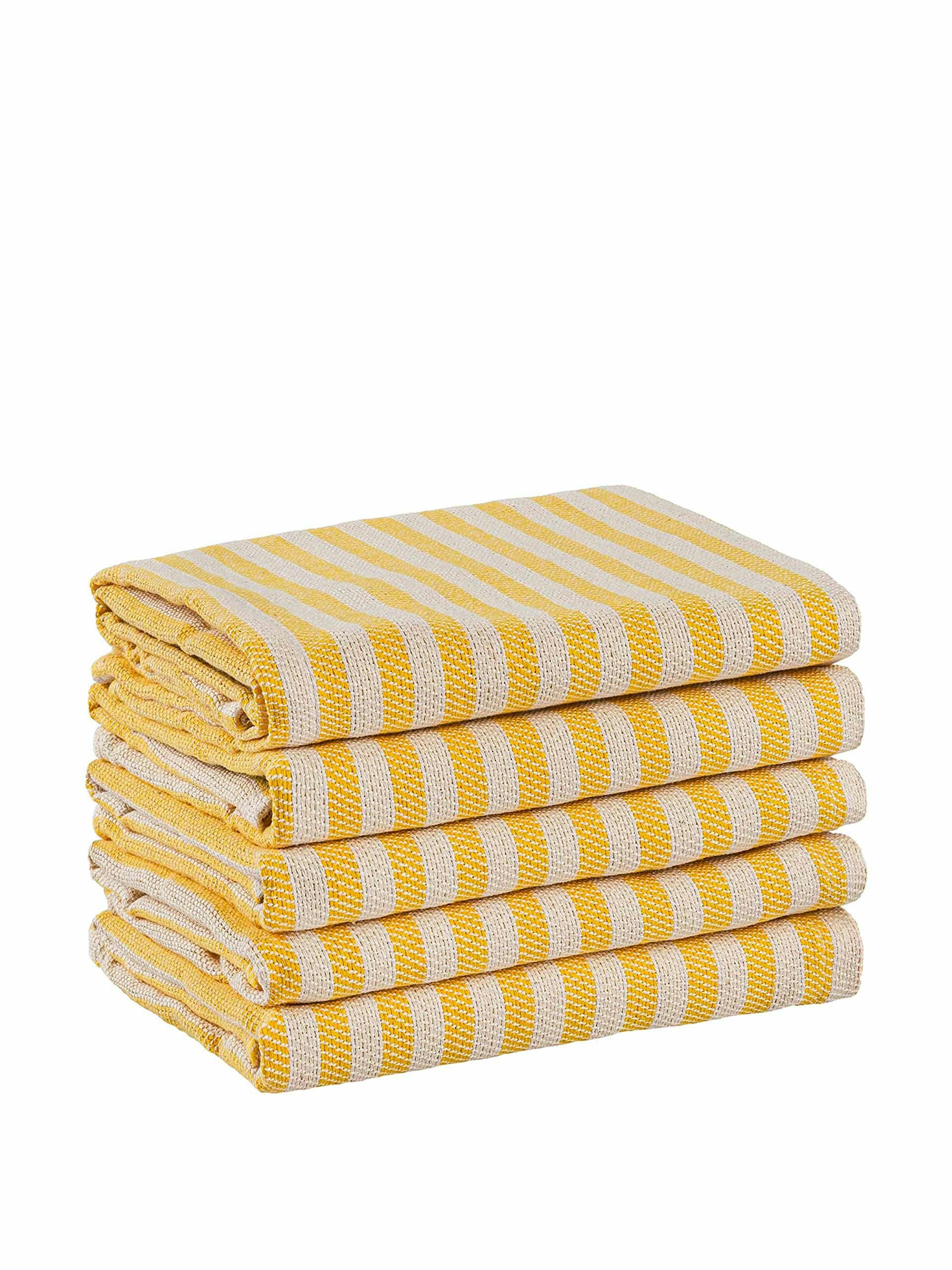 Set of 5 striped tea towels