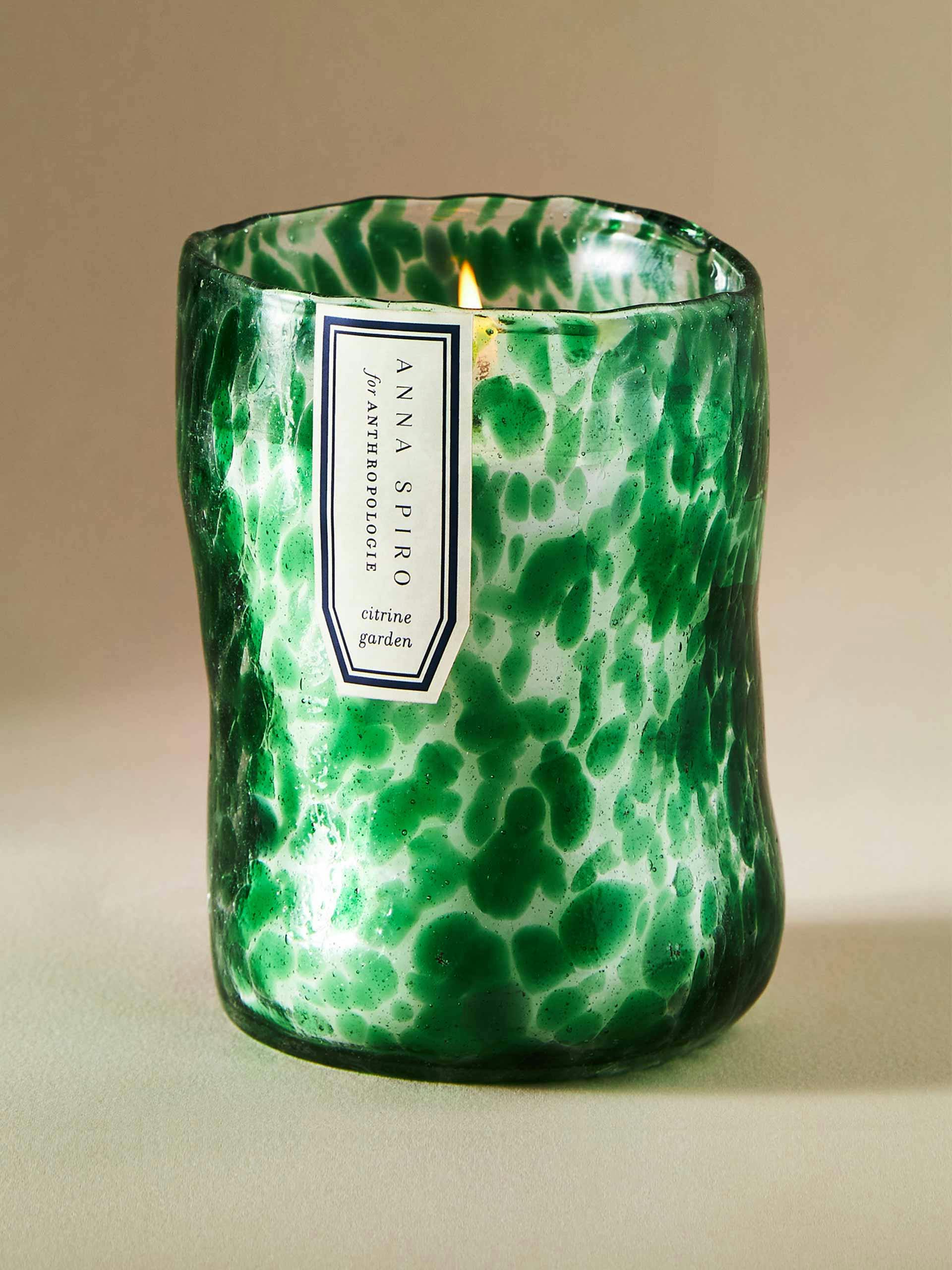 Green marbled candle
