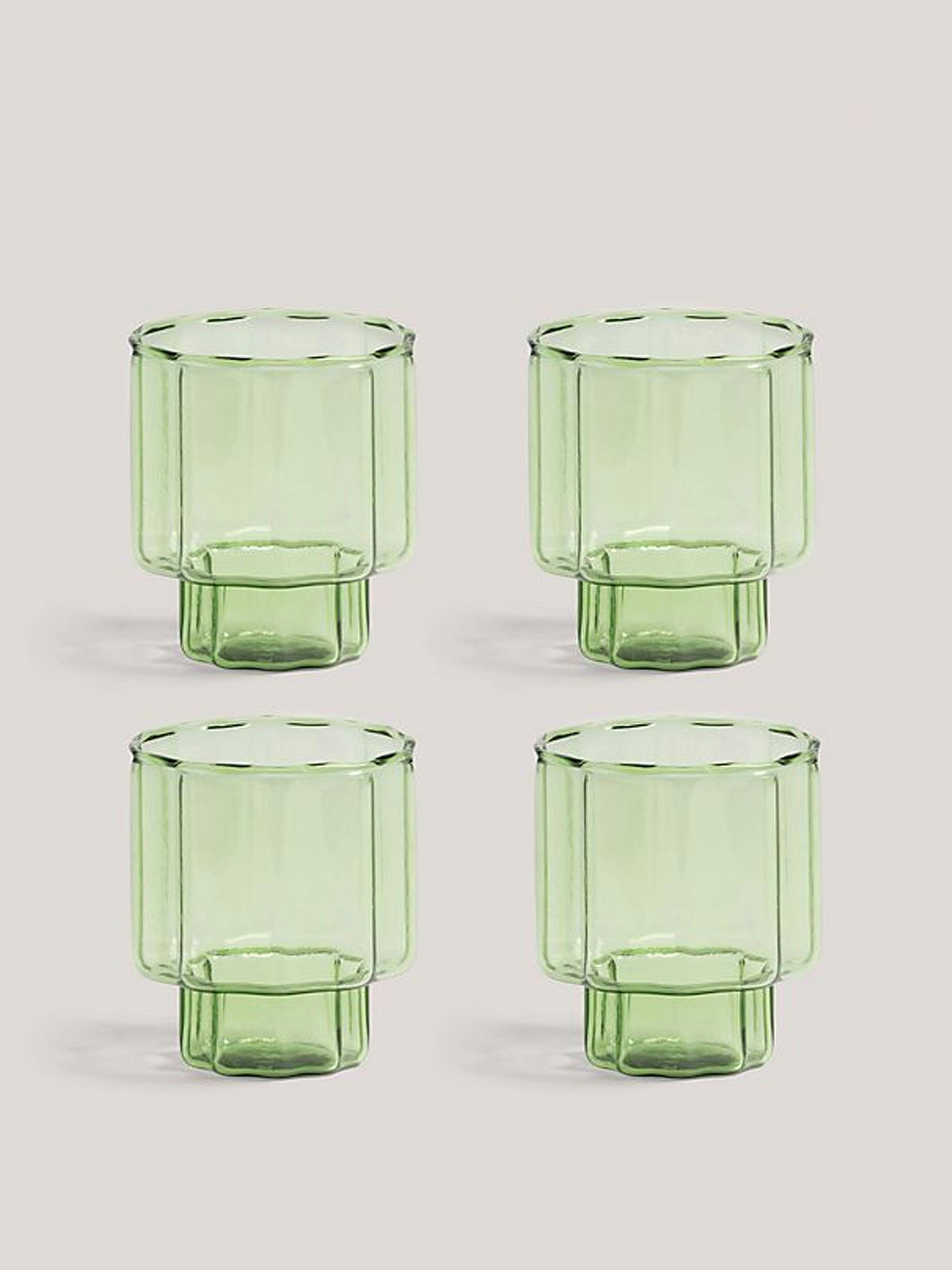 Green glass tumblers (set of 4)