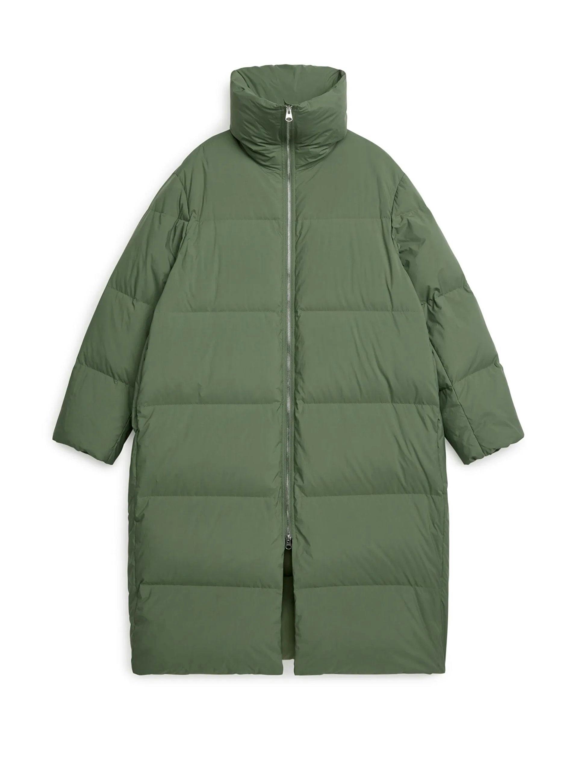 Green oversized puffer coat