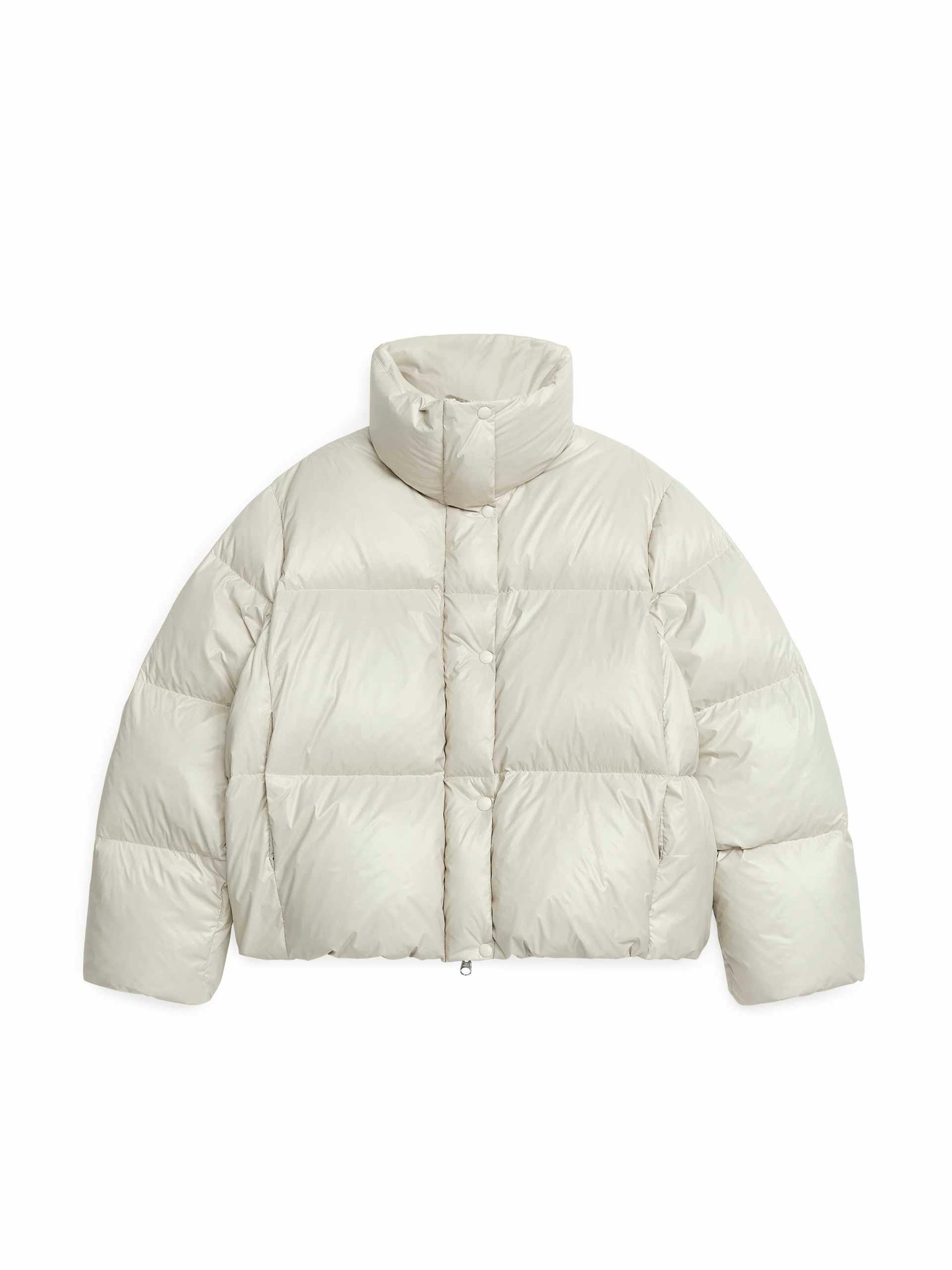 White cropped puffer jacket