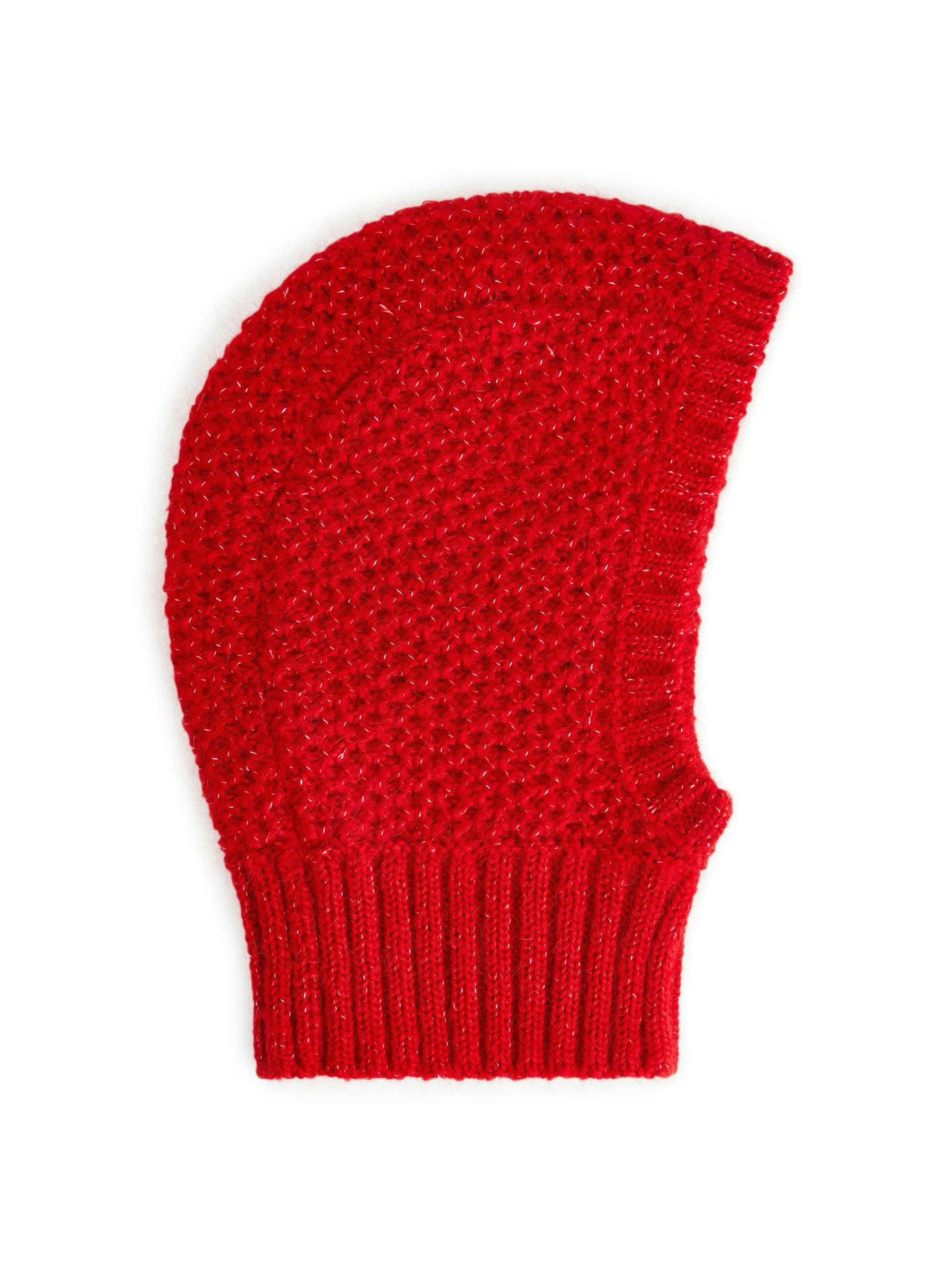 Red fitted mohair blend hood