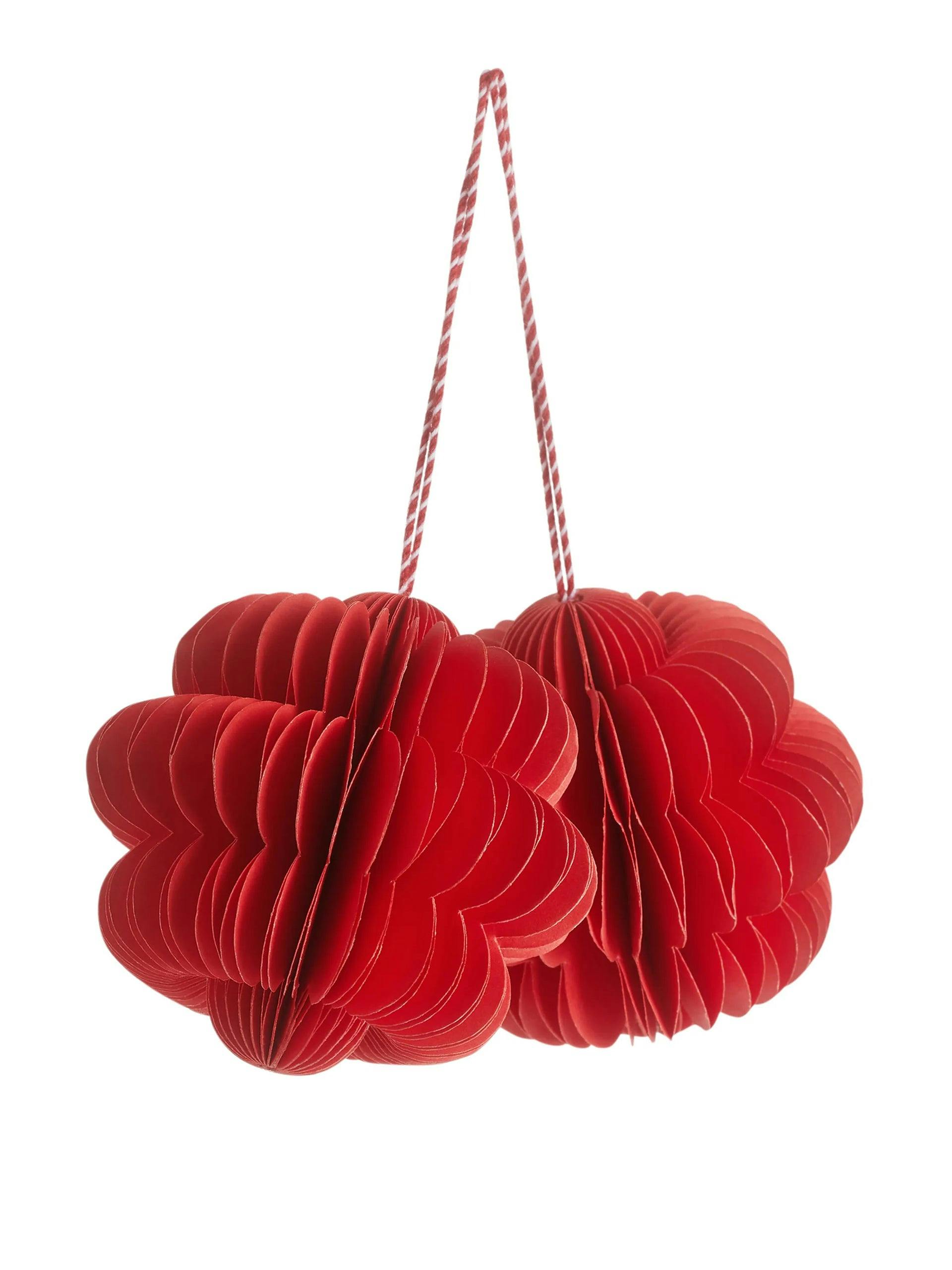 Red honeycomb paper ornament (set of 2)