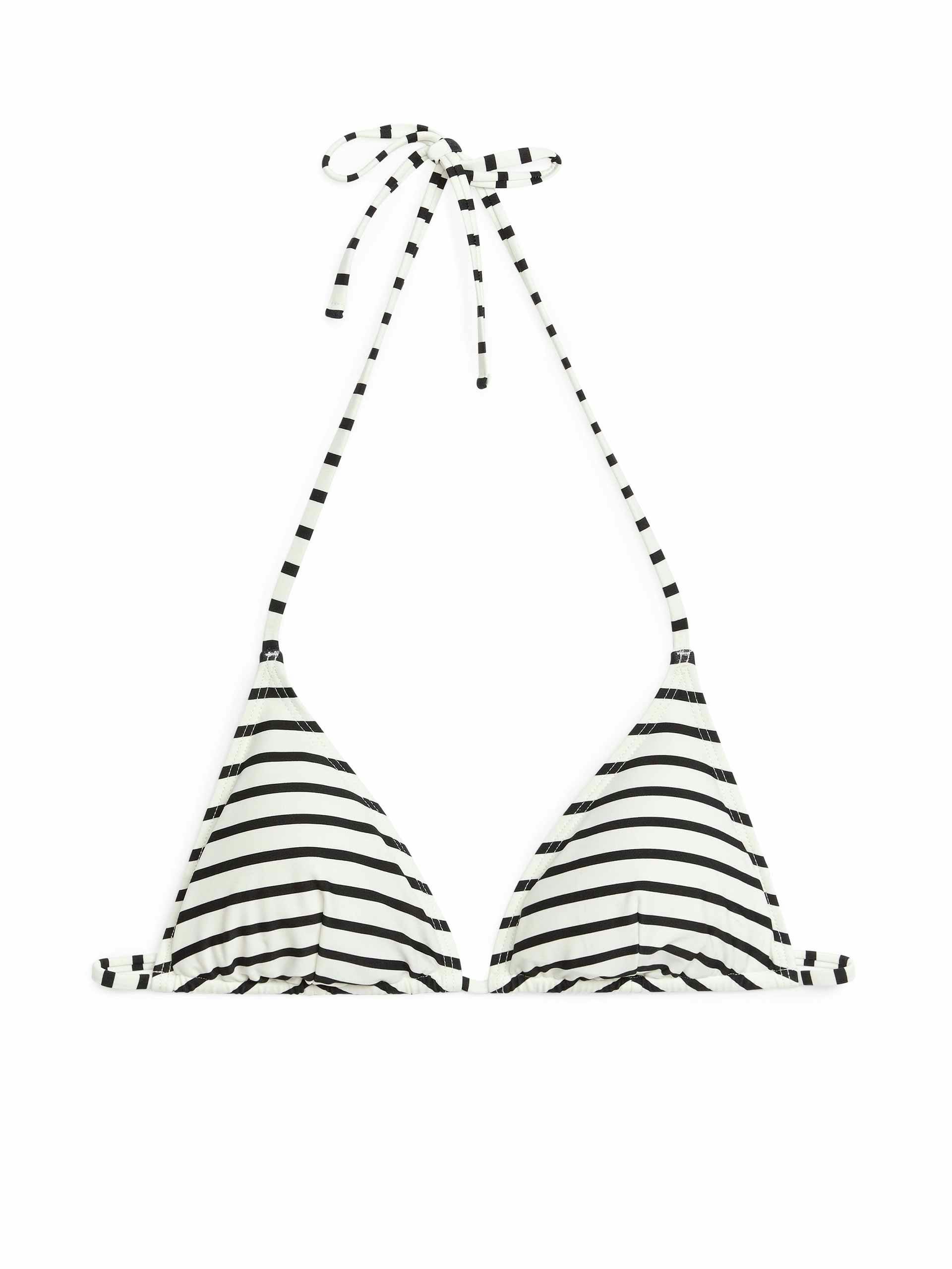 Black and white striped triangle bikini top