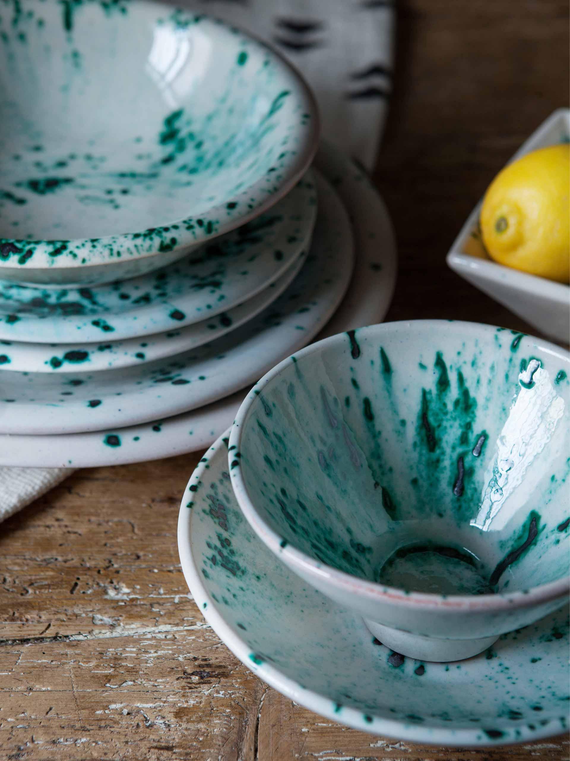 Blue speckled bowls