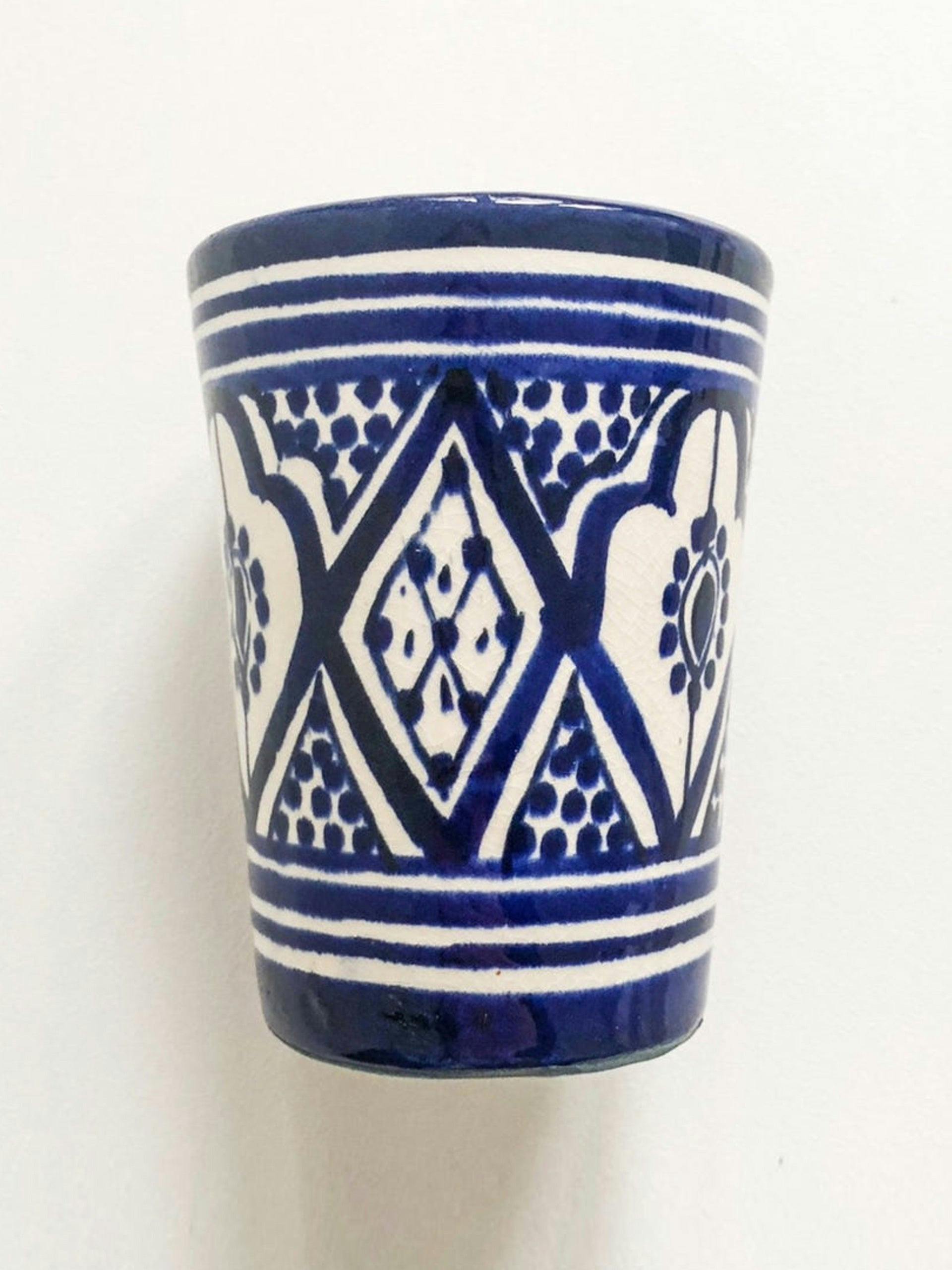 Blue and white Moroccan tumbler