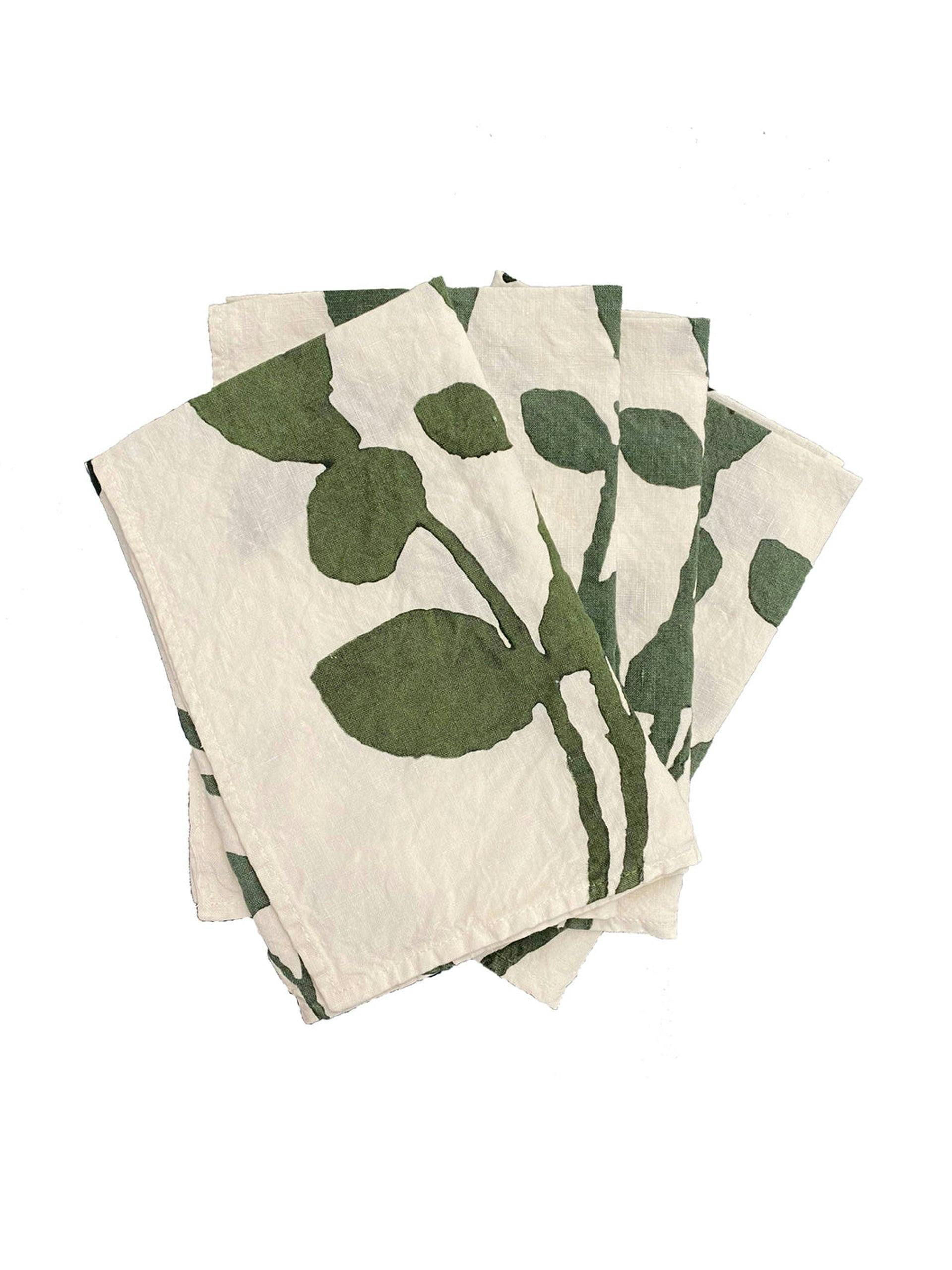 Leaf-print linen napkins (set of 4)