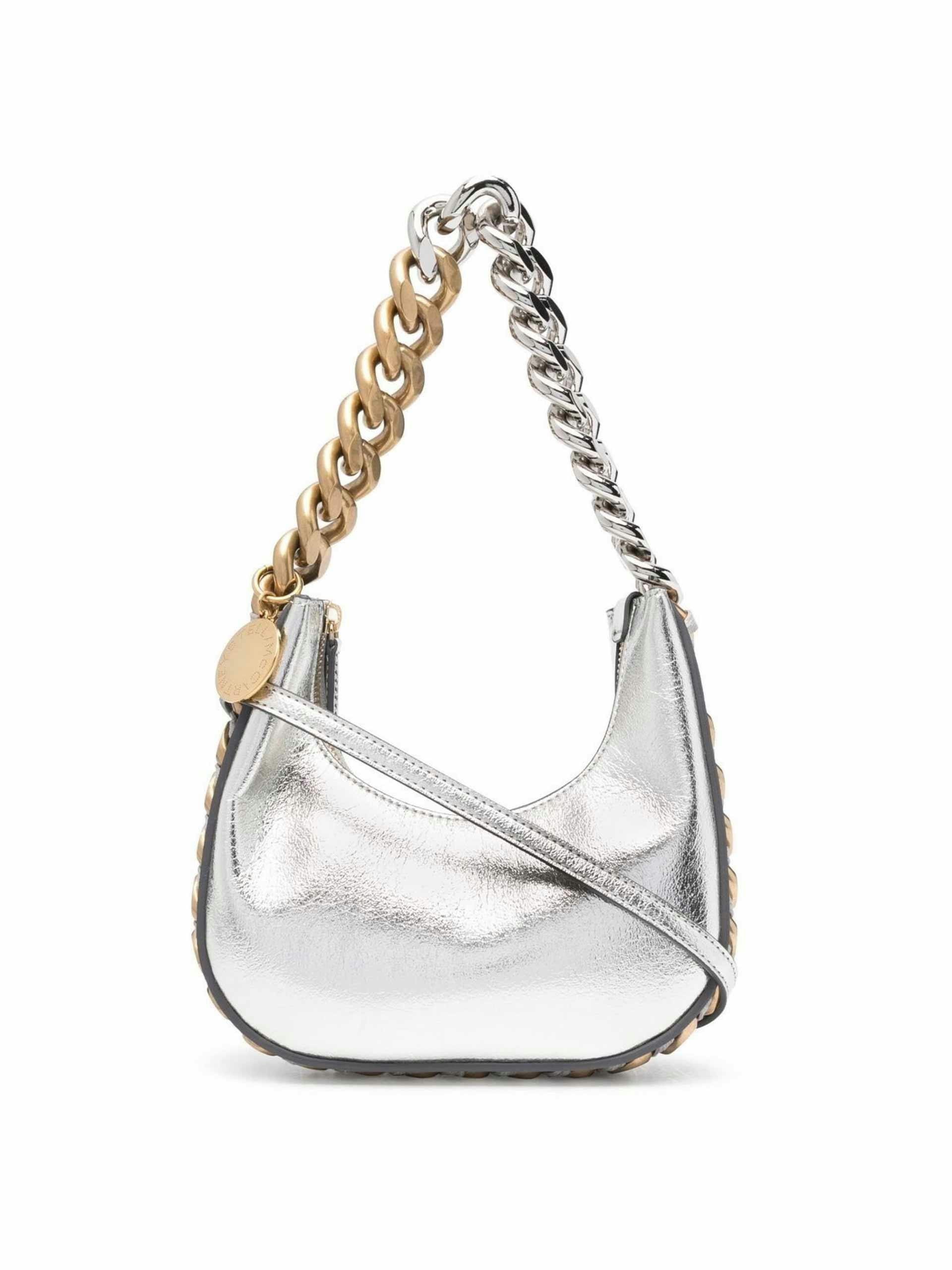 Silver Frayme mini faux leather shoulder bag