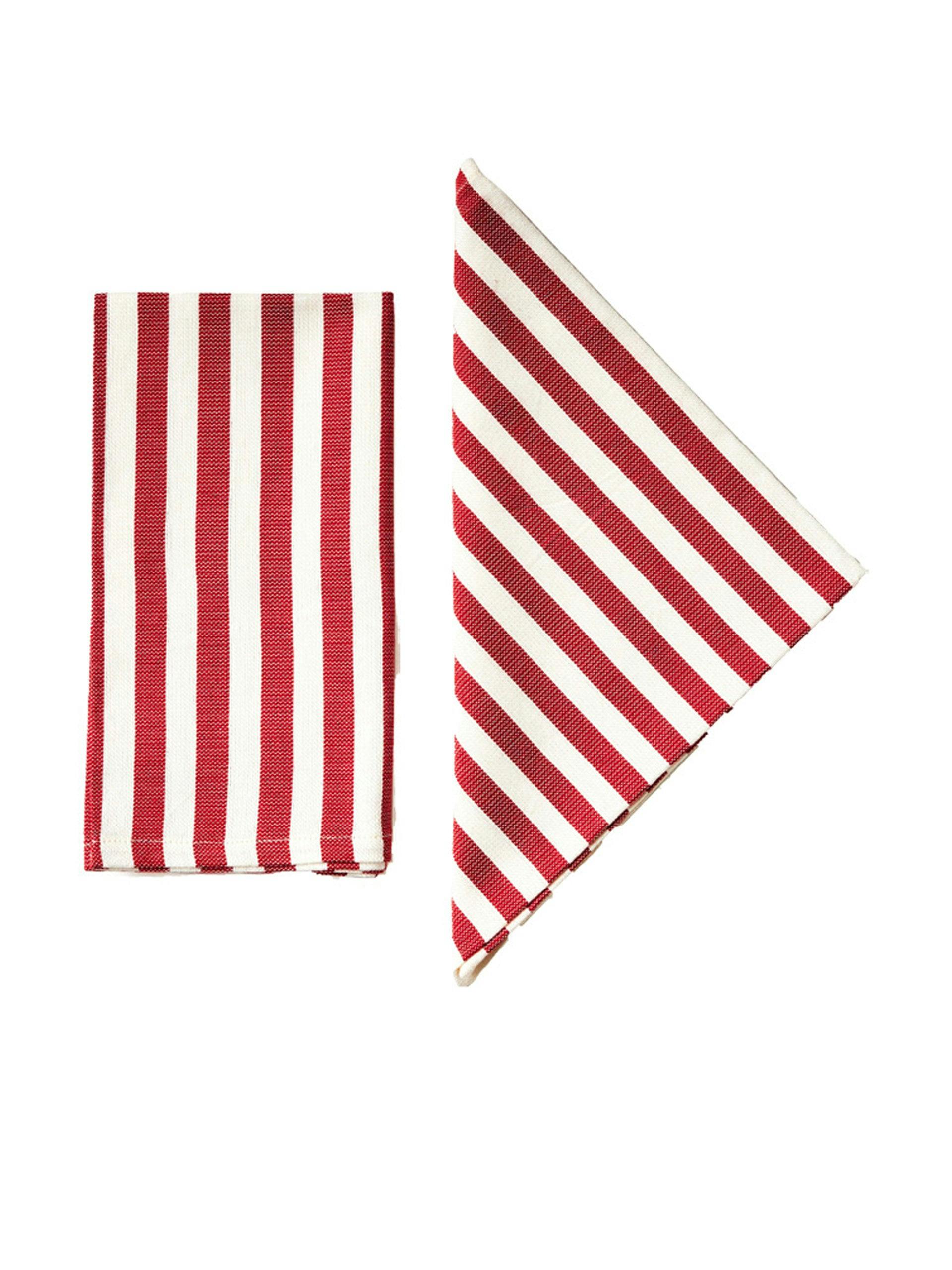 Red striped cotton napkins (set of 2)