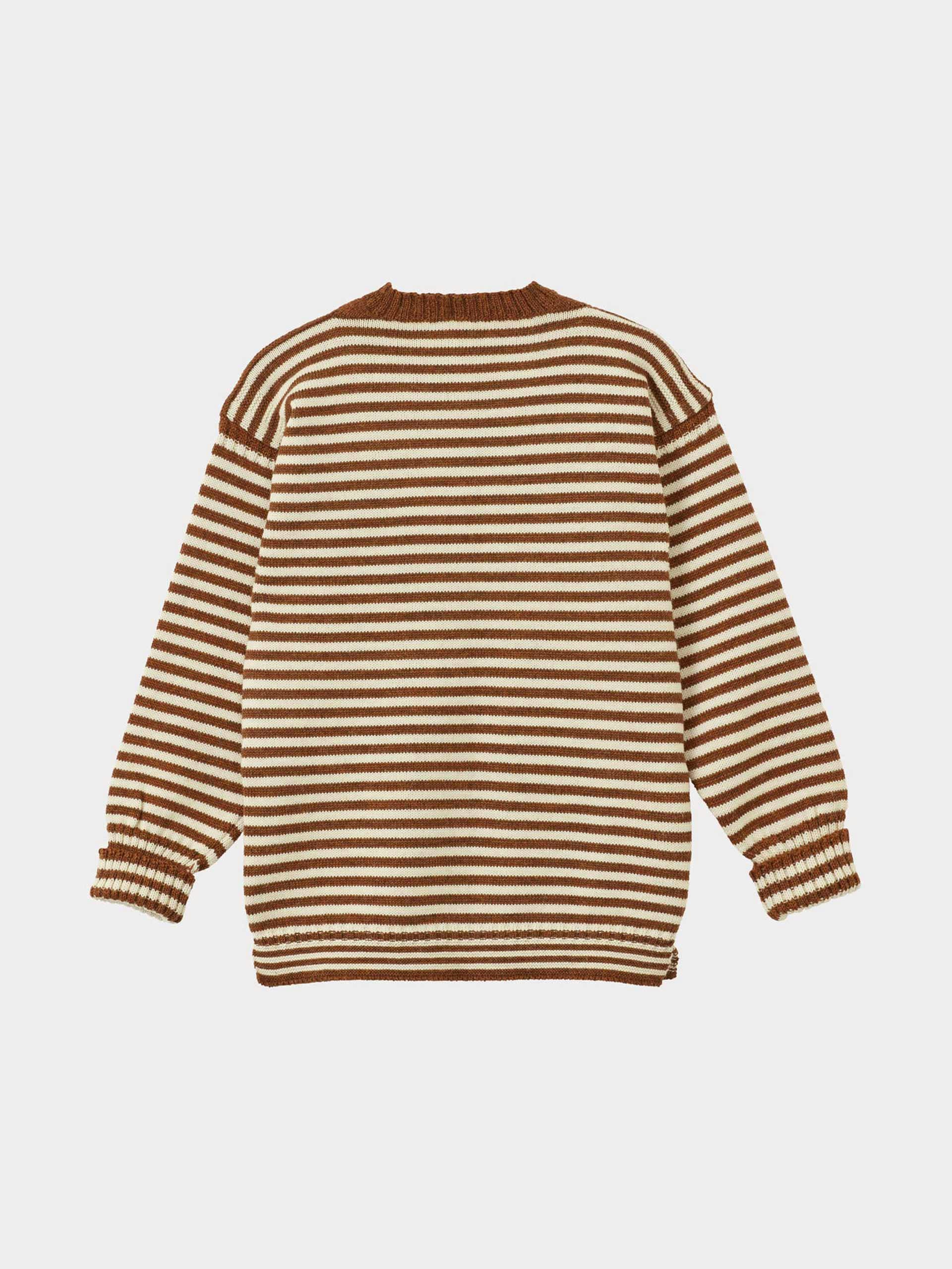 Guernsey knit jumper woman - cinnamon stripe