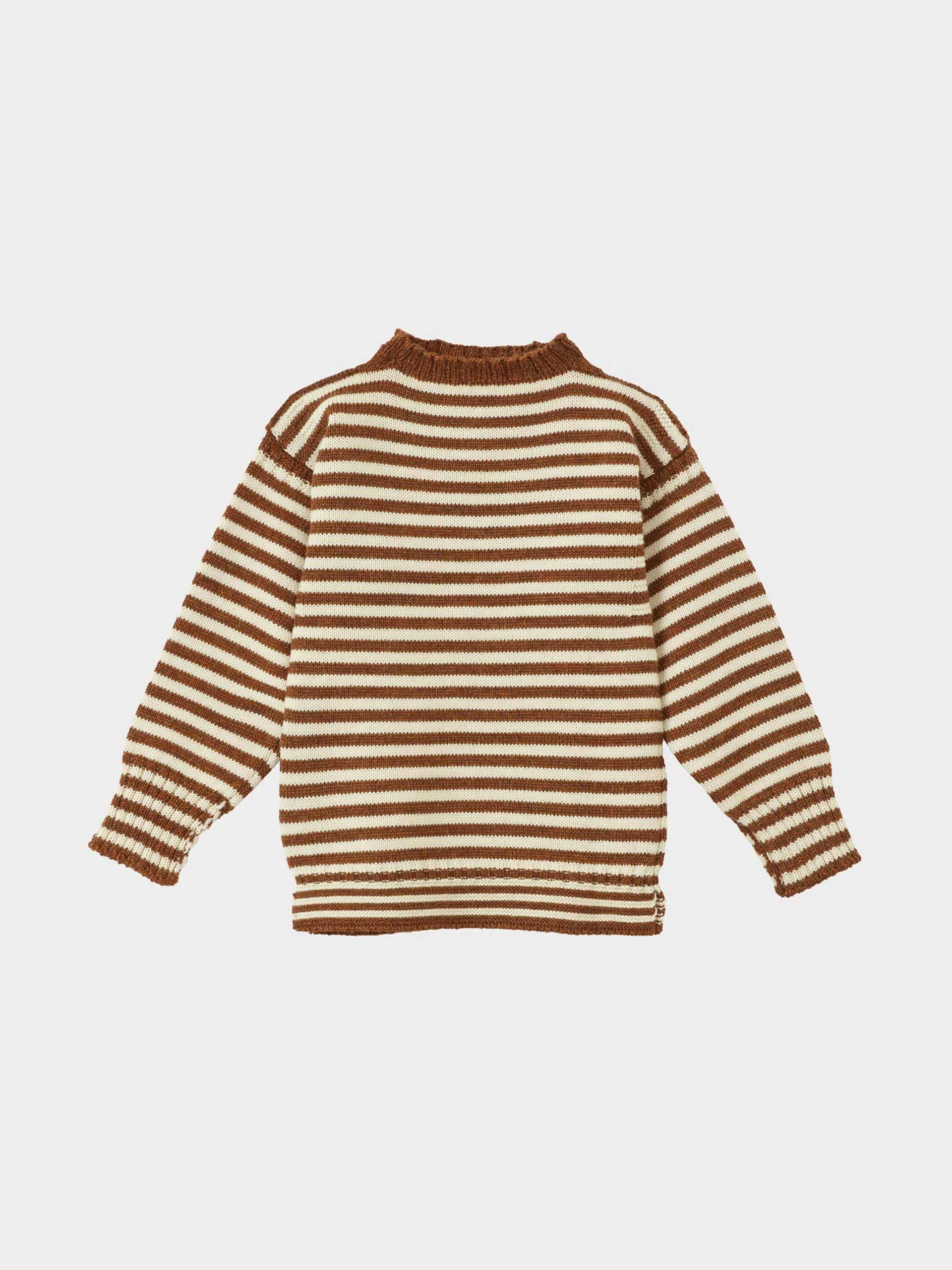 Guernsey knit jumper - cinnamon stripe