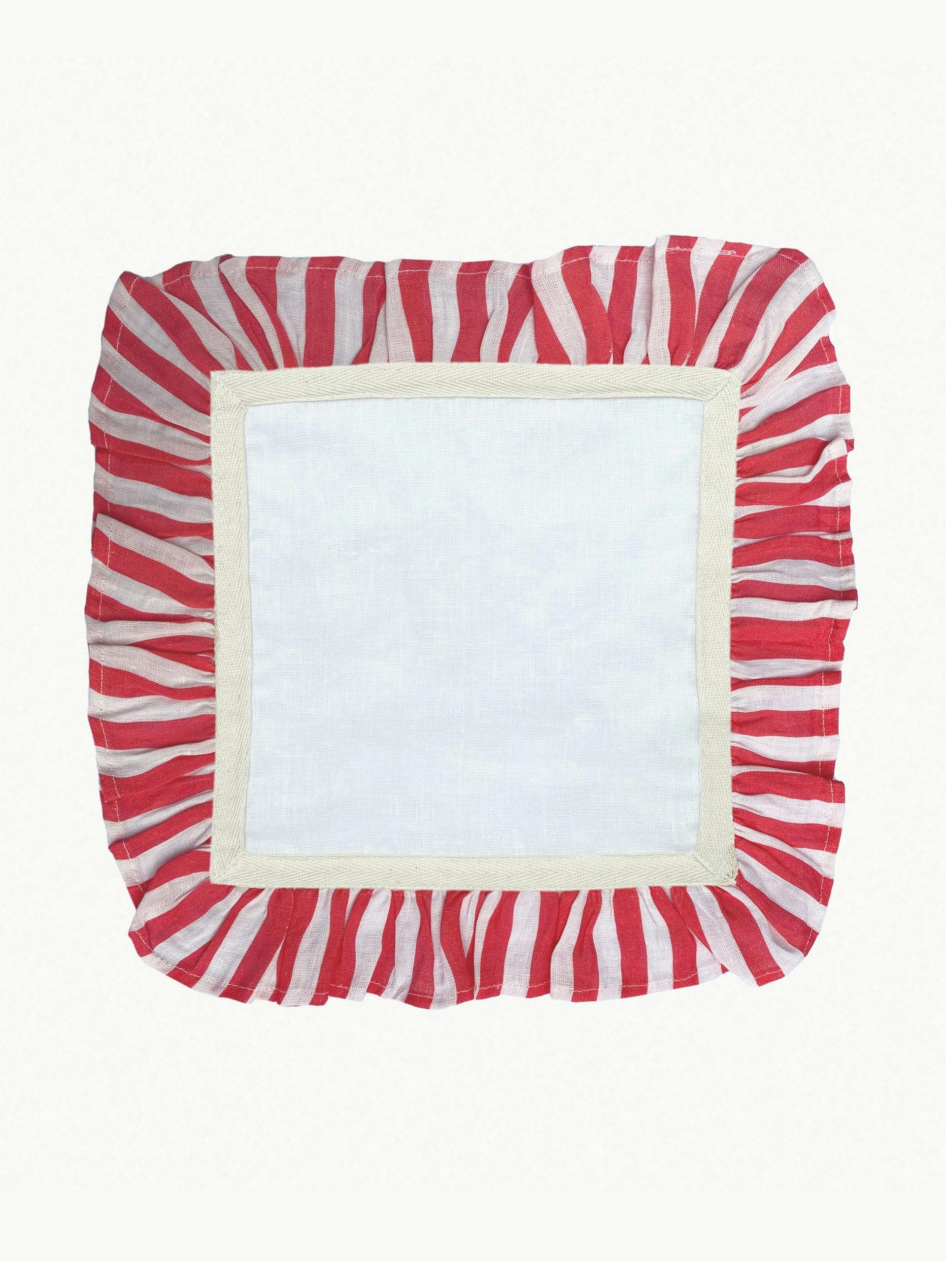 Cherry red candy stripe napkins (set of 2)