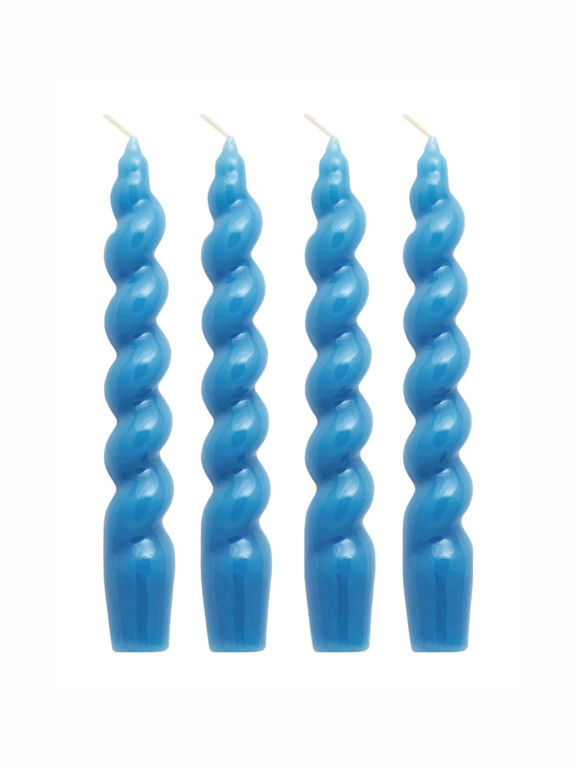 Blue spiral candles (set of 4)