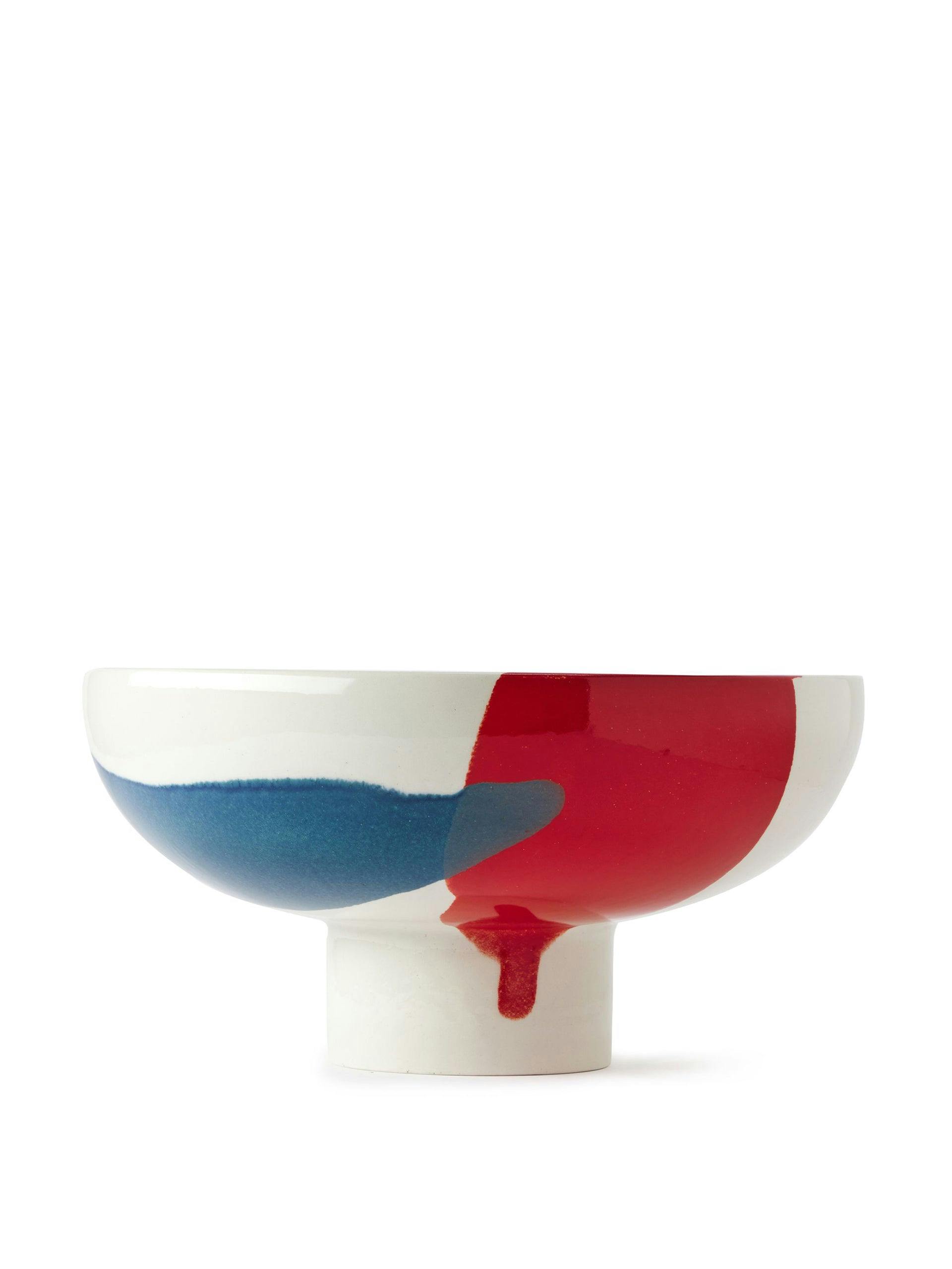 Large bowl in red and blue glaze